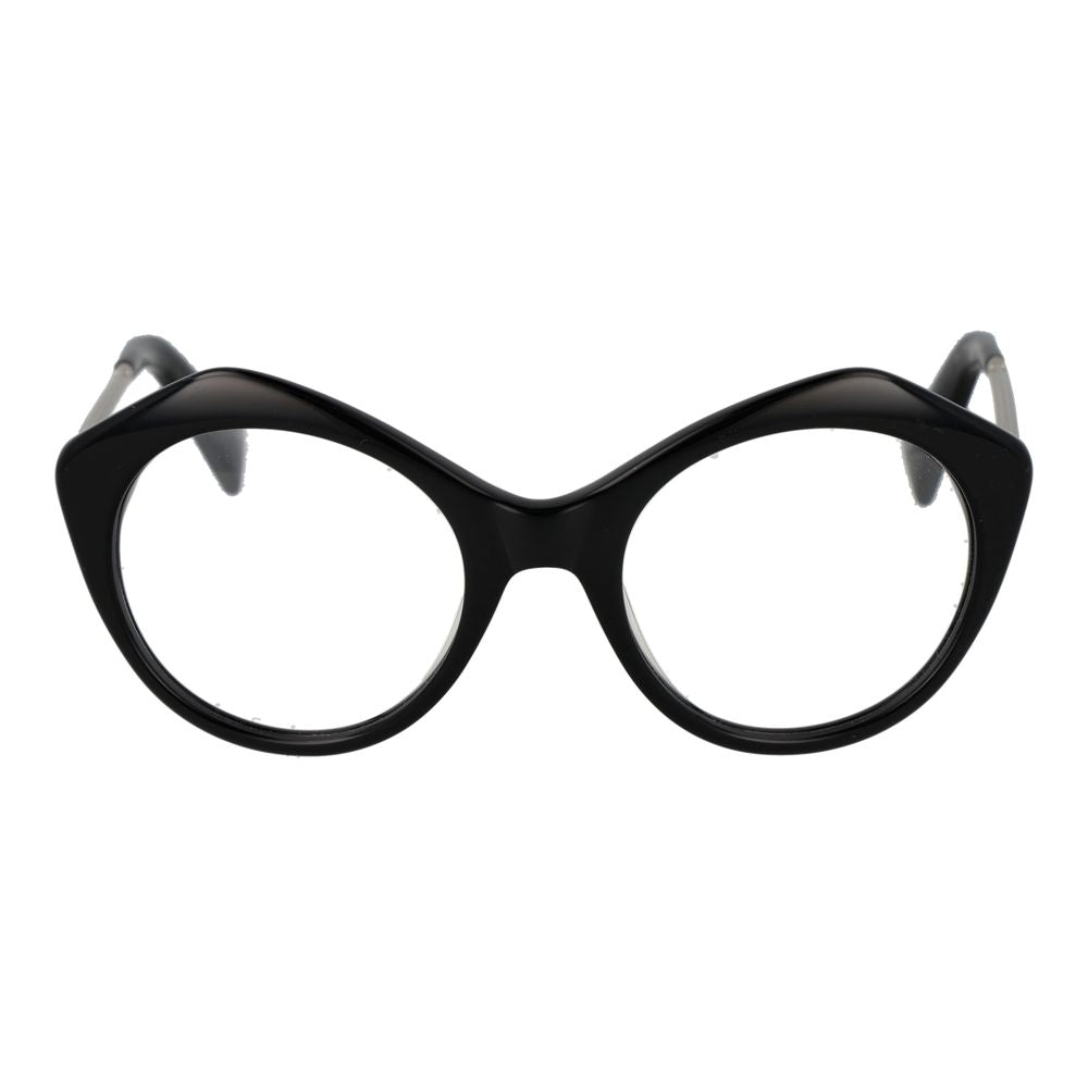 Yohji Yamamoto black acetate glasses frames with sleek design and clear lenses, stylish eyewear for modern fashion.