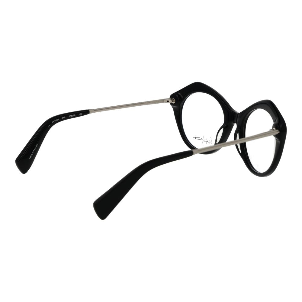 Yohji Yamamoto black acetate glasses frames with sleek design and clear lenses, stylish eyewear for modern fashion.