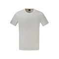 Hugo Boss white cotton men's T-shirt with a classic fit and round neckline, displayed flat on a plain background.