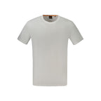 Hugo Boss white cotton men's T-shirt with a classic fit and round neckline, displayed flat on a plain background.