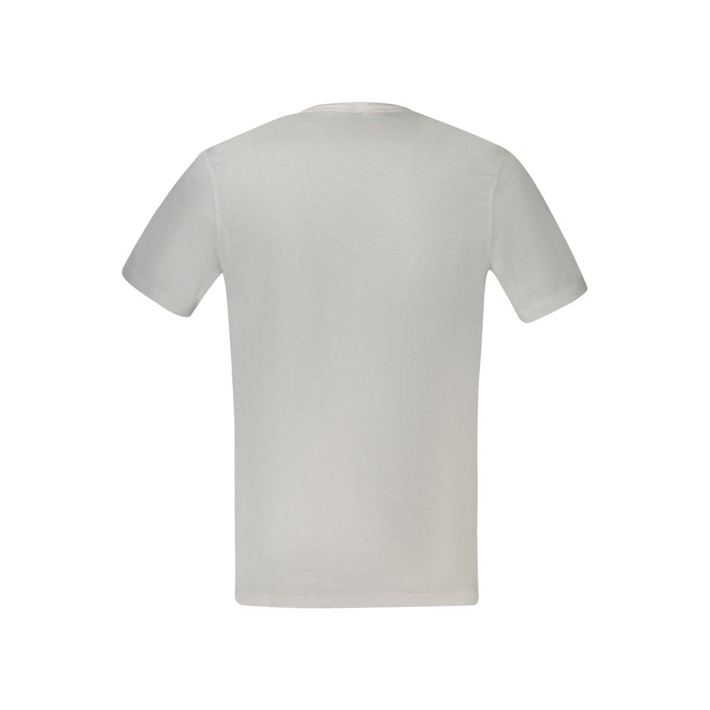 Hugo Boss white cotton men's T-shirt with a classic fit and crew neckline, displayed on a plain background.