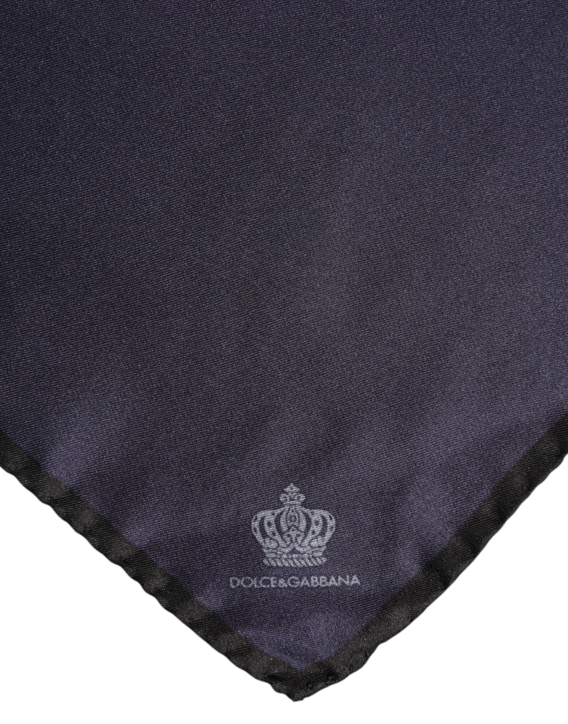 Dolce & Gabbana Blue DG Crown Silk Square Men Foulard Scarf Dolce & Gabbana
