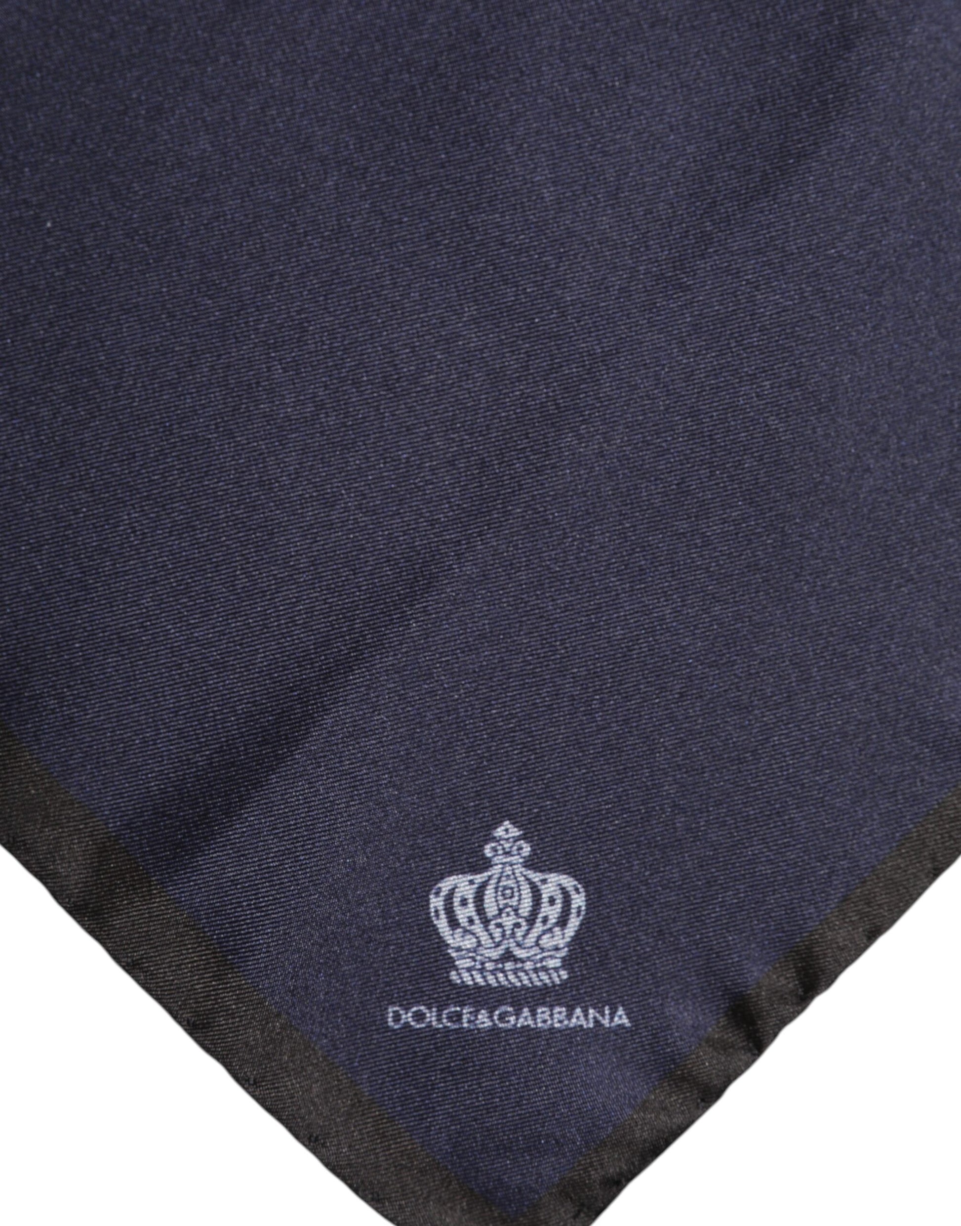 Dolce & Gabbana Blue DG Crown Silk Square Men Foulard Scarf Dolce & Gabbana