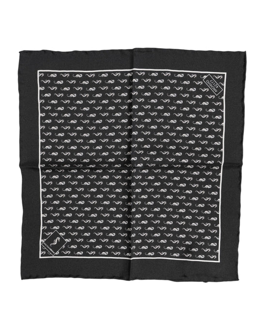 Dolce & Gabbana Black Sea Horse Silk Square Men Foulard Scarf Dolce & Gabbana
