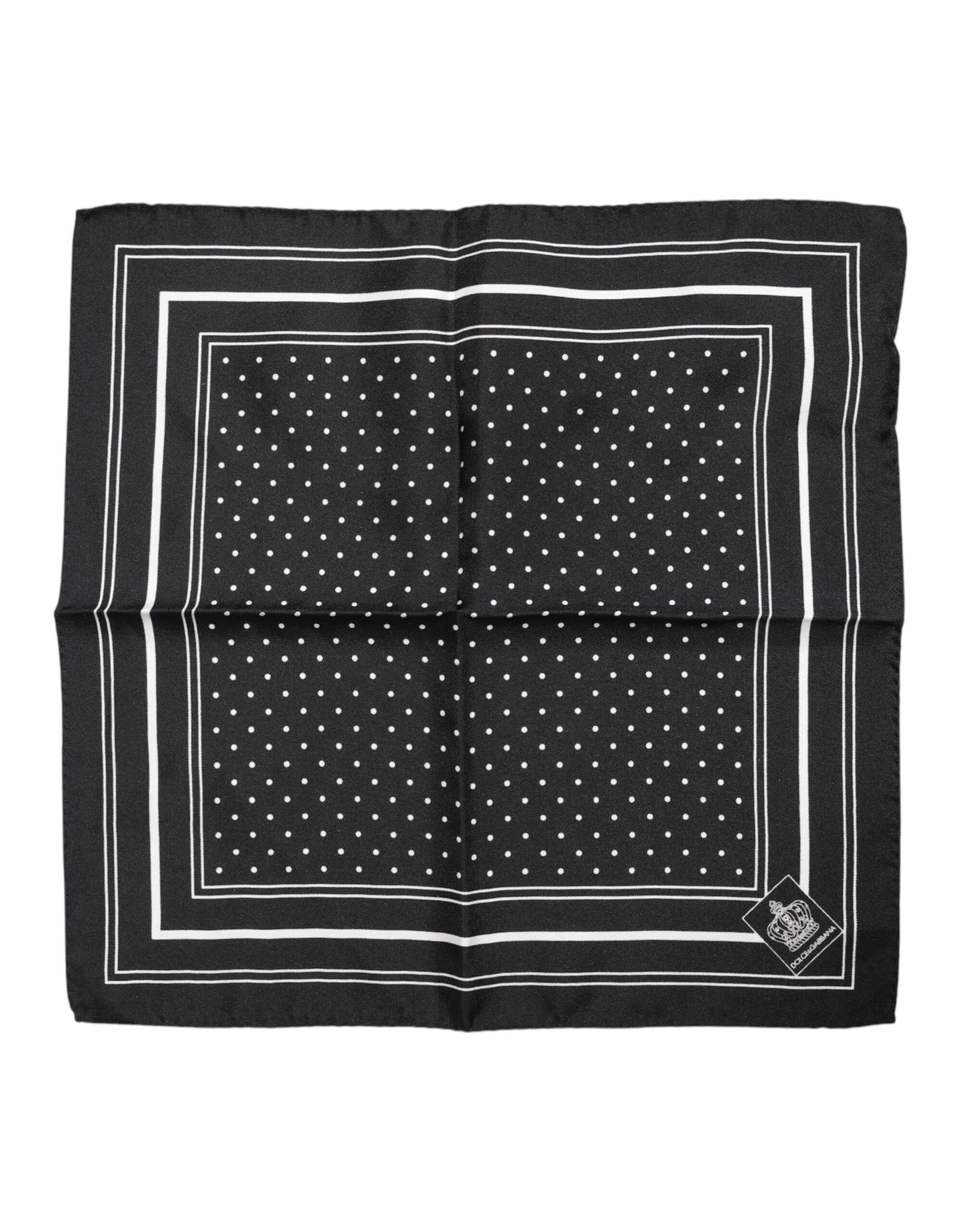 Dolce & Gabbana Black White Polka Dot Men Foulard Scarf Dolce & Gabbana