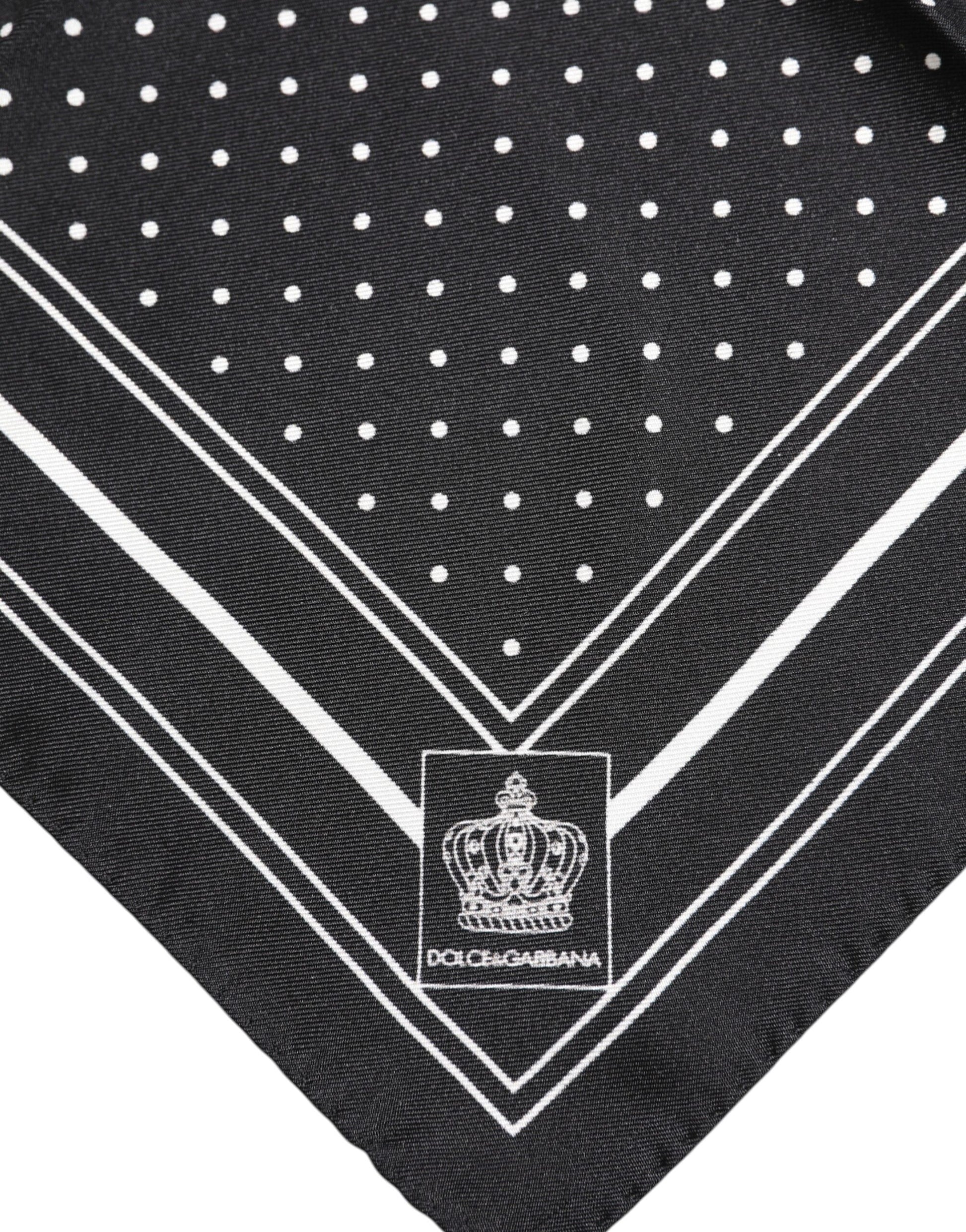 Dolce & Gabbana Black White Polka Dot Men Foulard Scarf Dolce & Gabbana