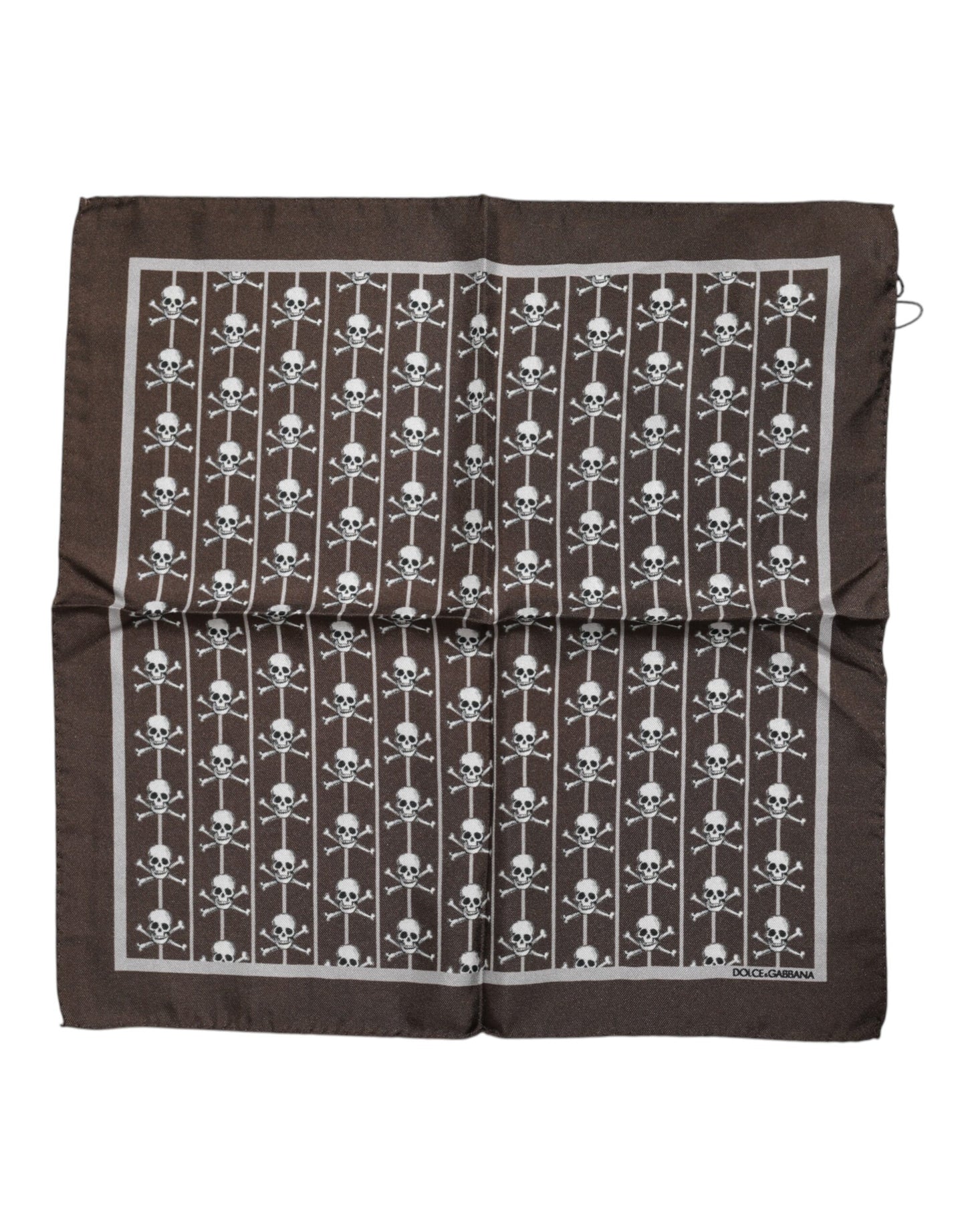 Dolce & Gabbana Brown Skull Silk Square Men Foulard Scarf Dolce & Gabbana
