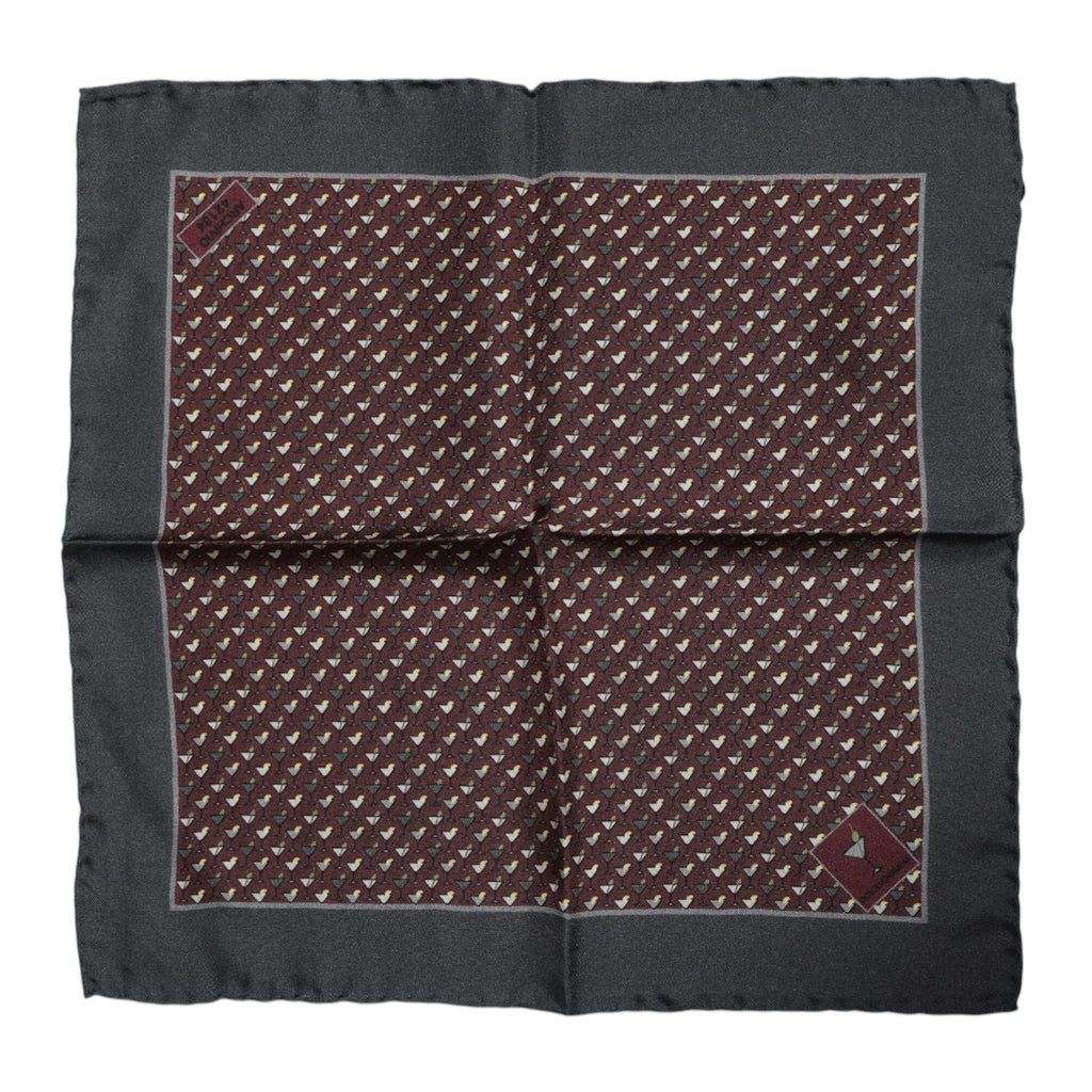 Dolce & Gabbana Maroon Cocktail Silk Square Foulard Scarf