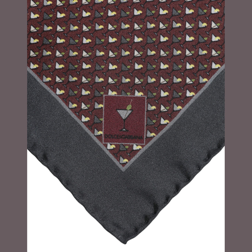 Dolce & Gabbana Maroon Cocktail Silk Square Foulard Scarf