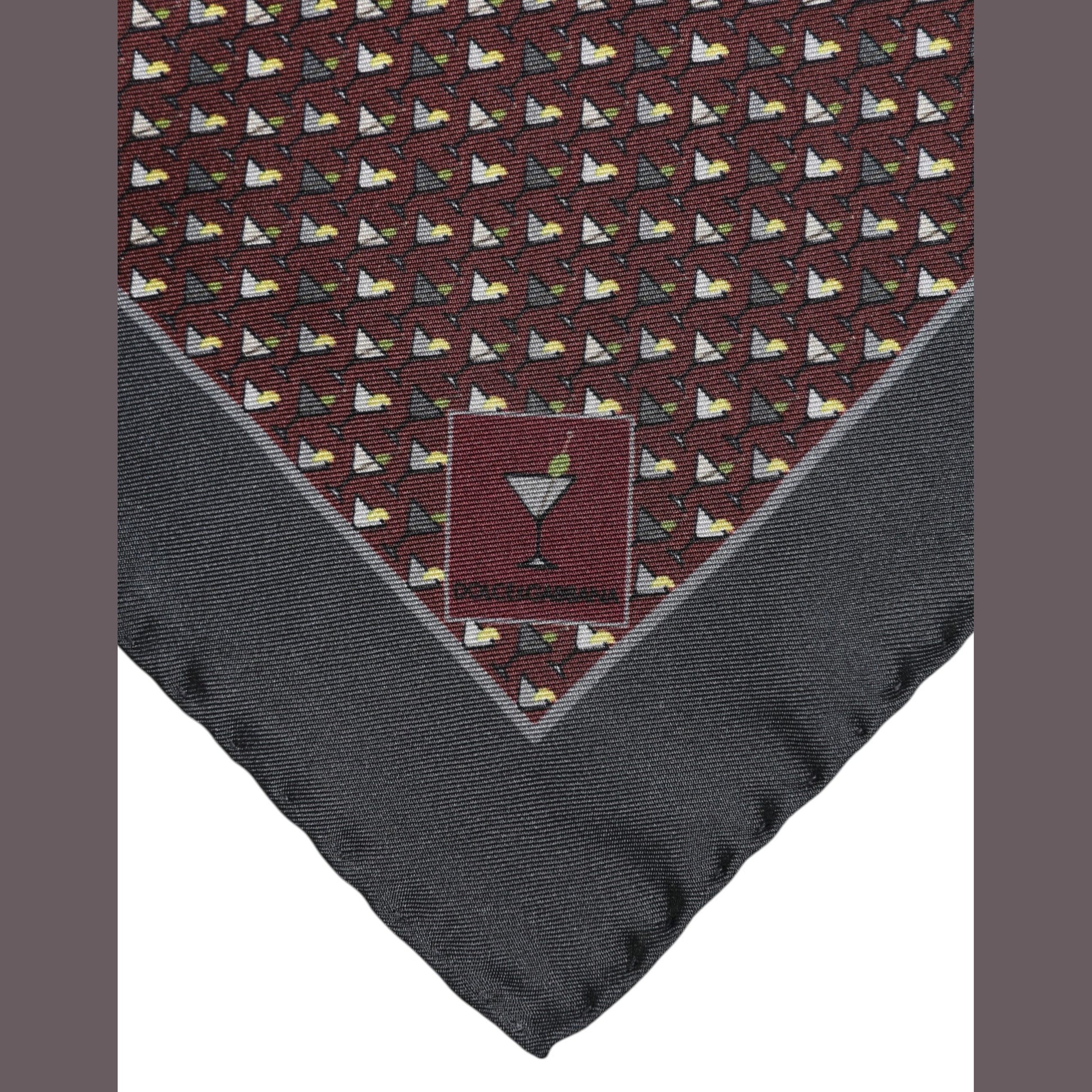 Dolce & Gabbana Maroon Cocktail Silk Square Foulard Scarf