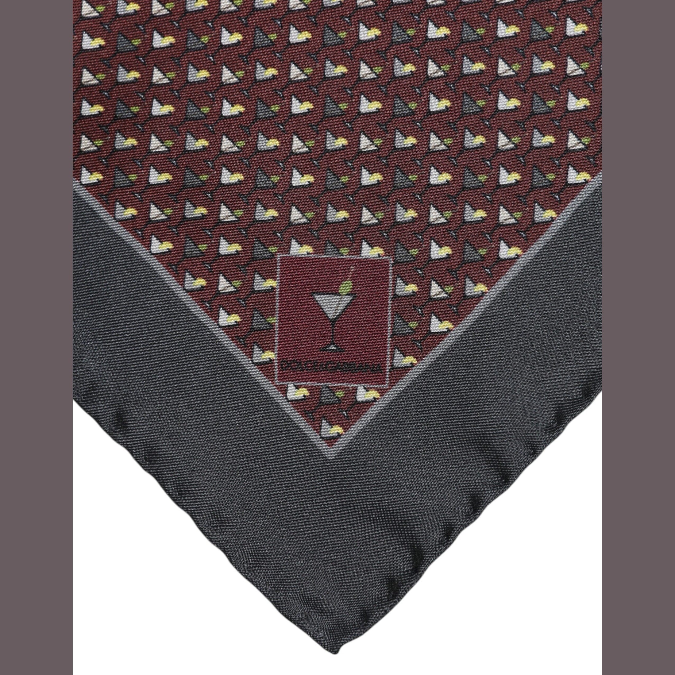 Dolce & Gabbana Maroon Cocktail Silk Square Foulard Scarf