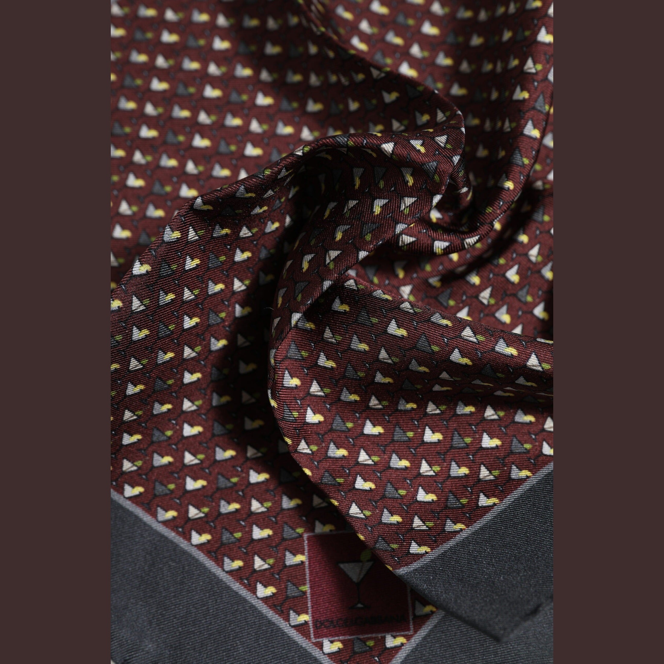 Dolce & Gabbana Maroon Cocktail Silk Square Foulard Scarf