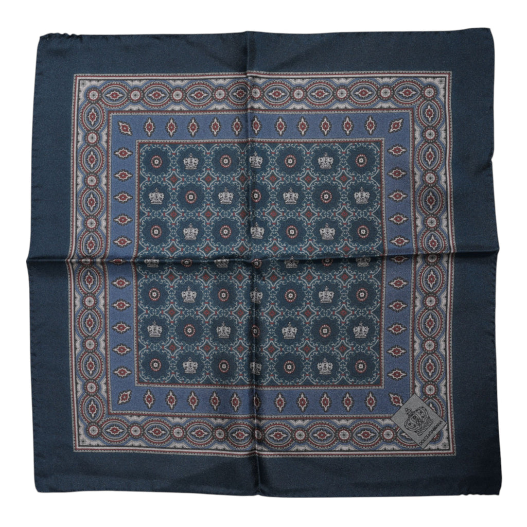 Dolce & Gabbana Blue Printed Silk Square Men Foulard Scarf - Eljoys Fashion 