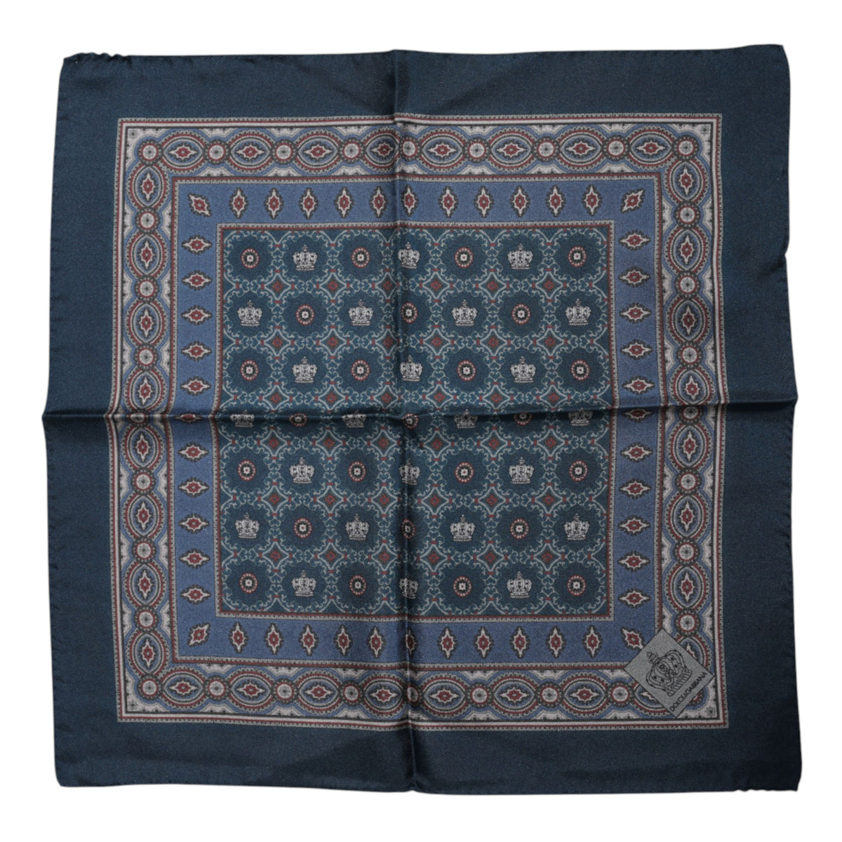 Dolce & Gabbana Blue Printed Silk Square Men Foulard Scarf - Eljoys Fashion 