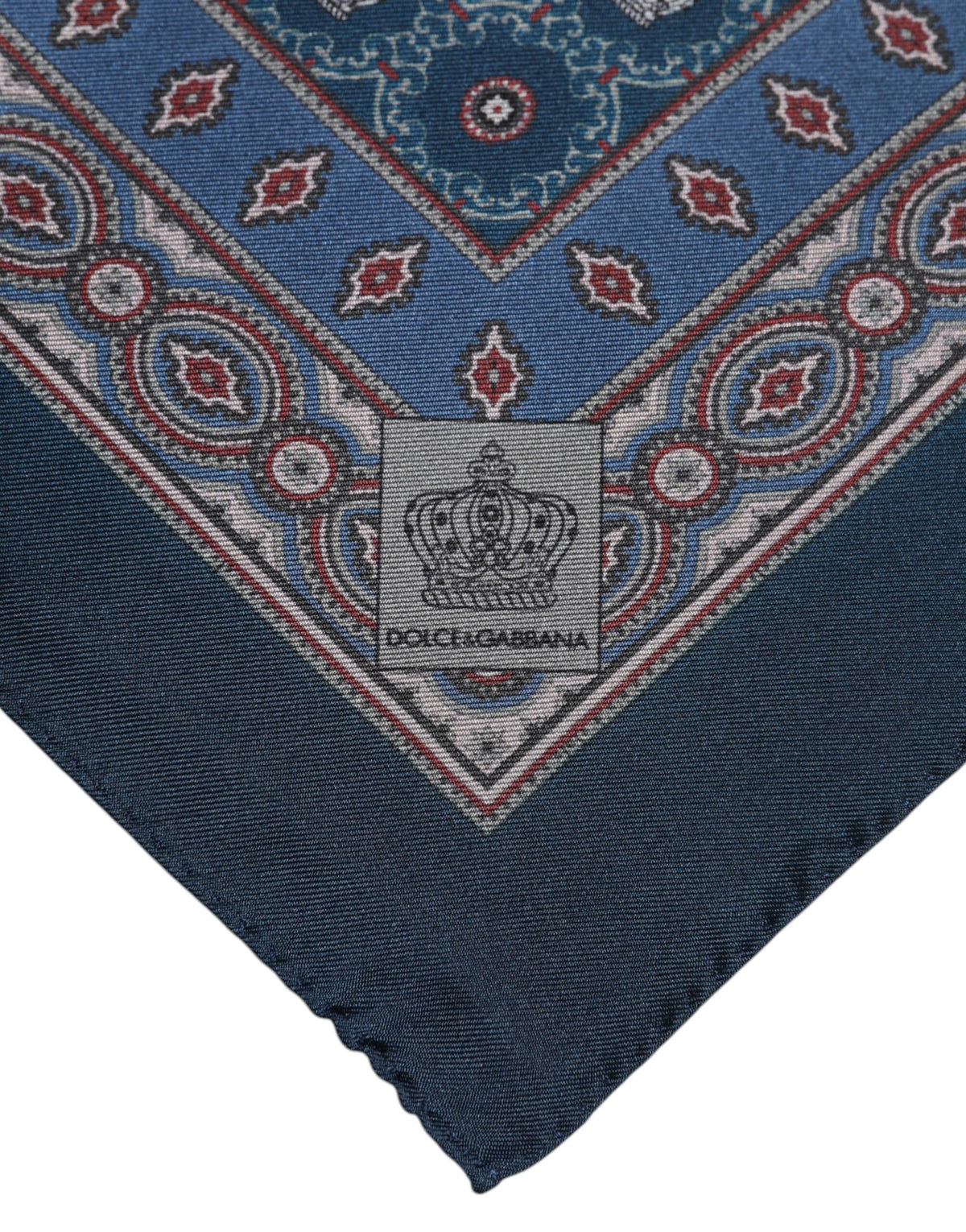 Dolce & Gabbana Blue Printed Silk Square Men Foulard Scarf - Eljoys Fashion 
