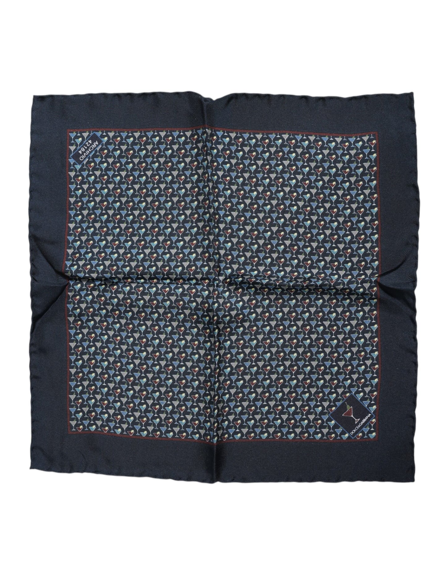 Dolce & Gabbana Blue Cocktail Silk Square Foulard Scarf Dolce & Gabbana
