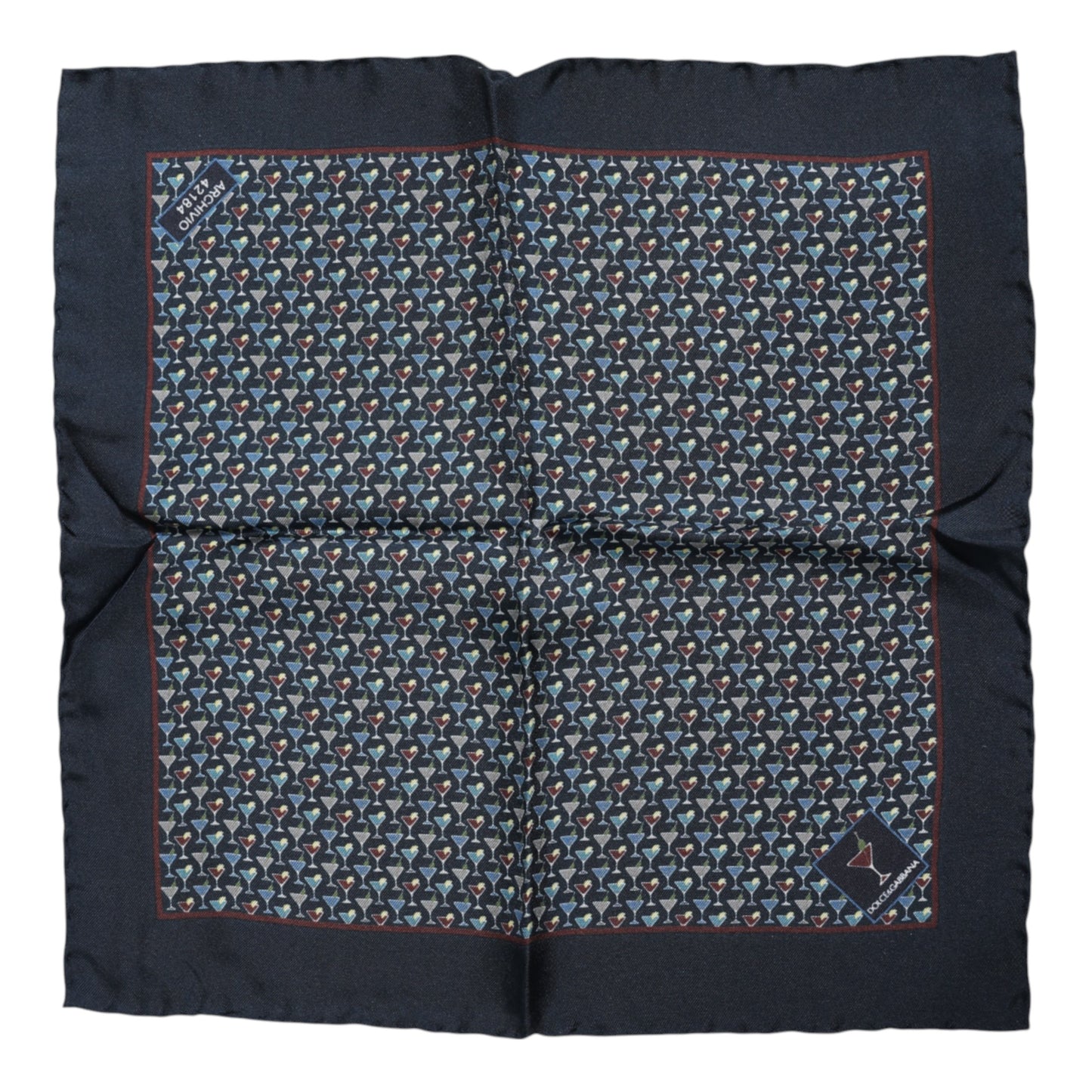 Dolce & Gabbana Blue Cocktail Silk Square Foulard Scarf Dolce & Gabbana