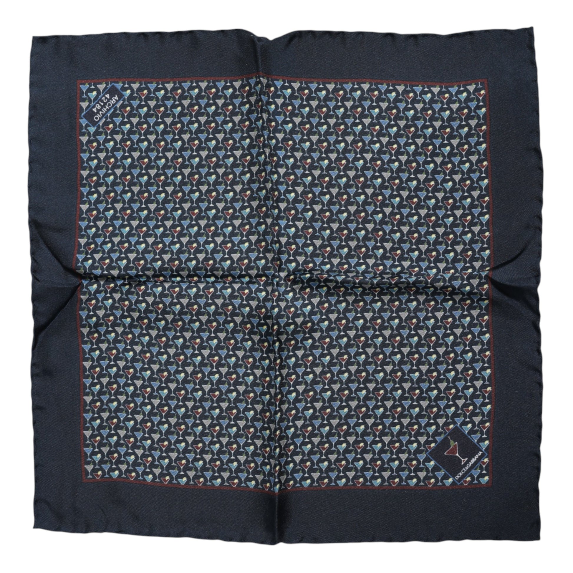 Dolce & Gabbana Blue Cocktail Silk Square Foulard Scarf Dolce & Gabbana