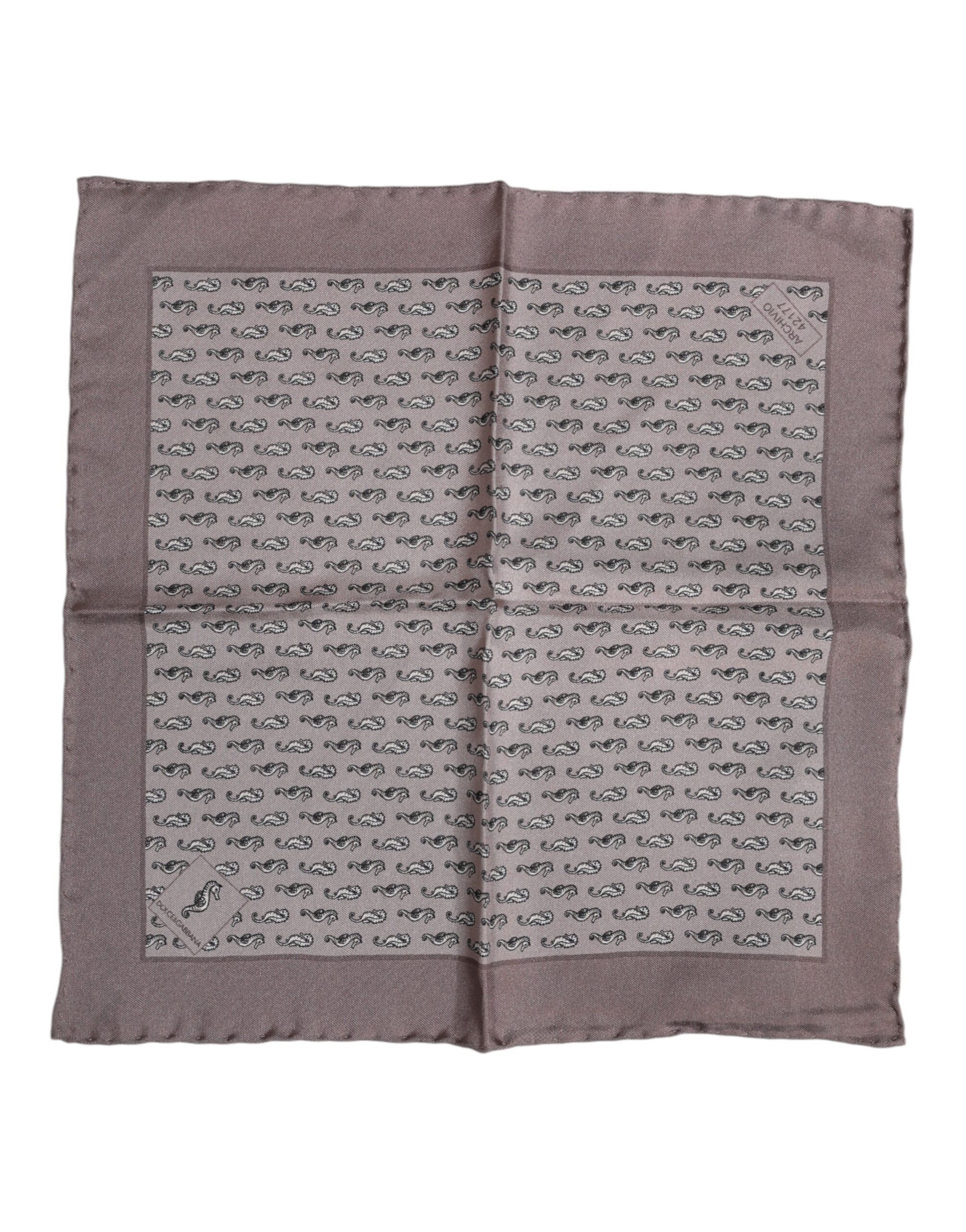 Dolce & Gabbana Brown Sea Horse Silk Square Foulard Scarf Dolce & Gabbana
