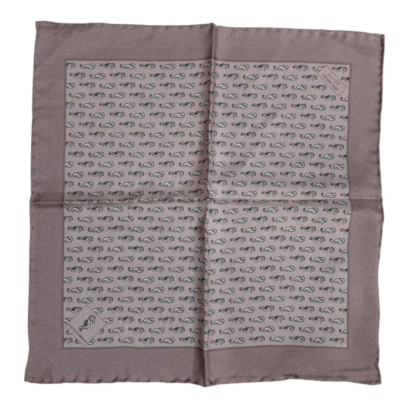Dolce & Gabbana Brown Sea Horse Silk Square Foulard Scarf Dolce & Gabbana
