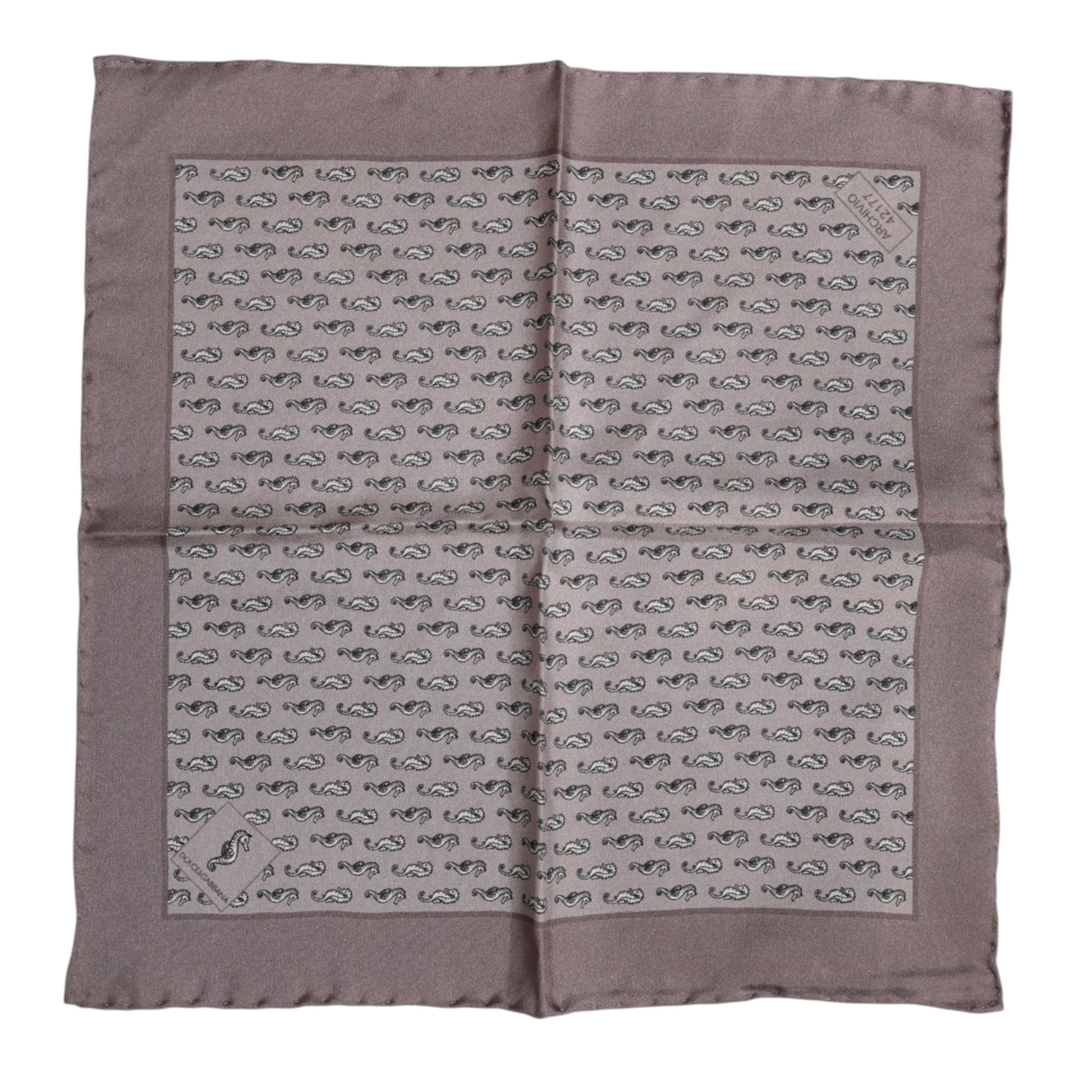 Dolce & Gabbana Brown Sea Horse Silk Square Foulard Scarf Dolce & Gabbana