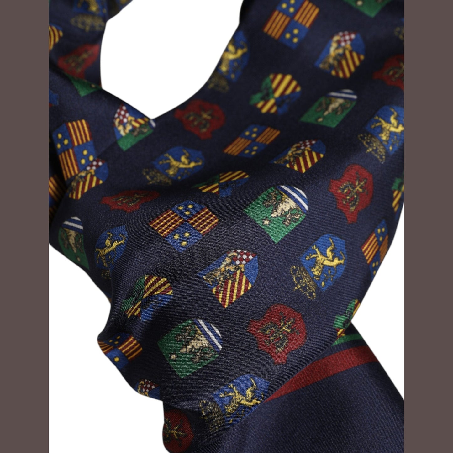 Dolce & Gabbana Blue Silk Printed Fringes Foulard Scarf