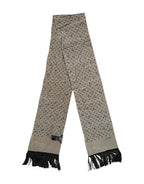 Dolce & Gabbana Gray Skulls Silk Fringes Men Foulard Scarf