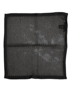 Dolce & Gabbana Black Patterned Cotton Square Foulard Scarf