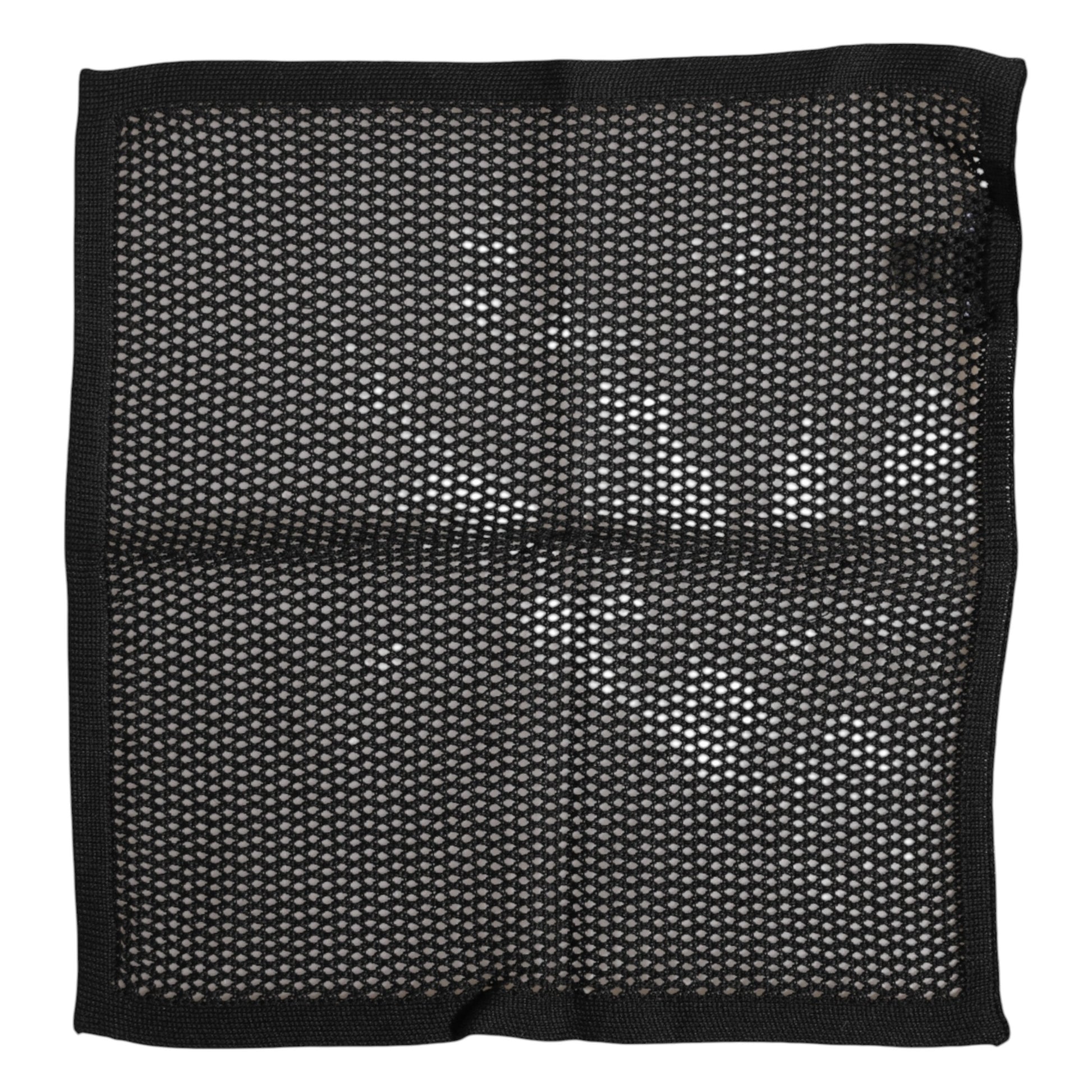 Dolce & Gabbana Black Patterned Cotton Square Foulard Scarf