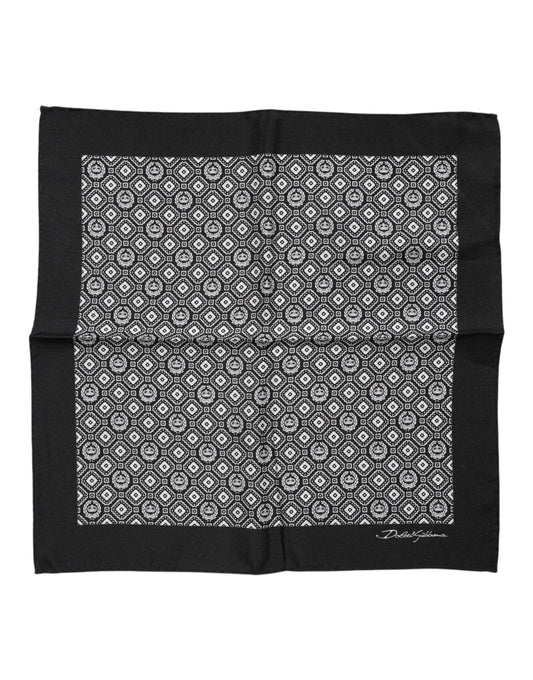 Dolce & Gabbana Black White Patterned Square Foulard Scarf Dolce & Gabbana
