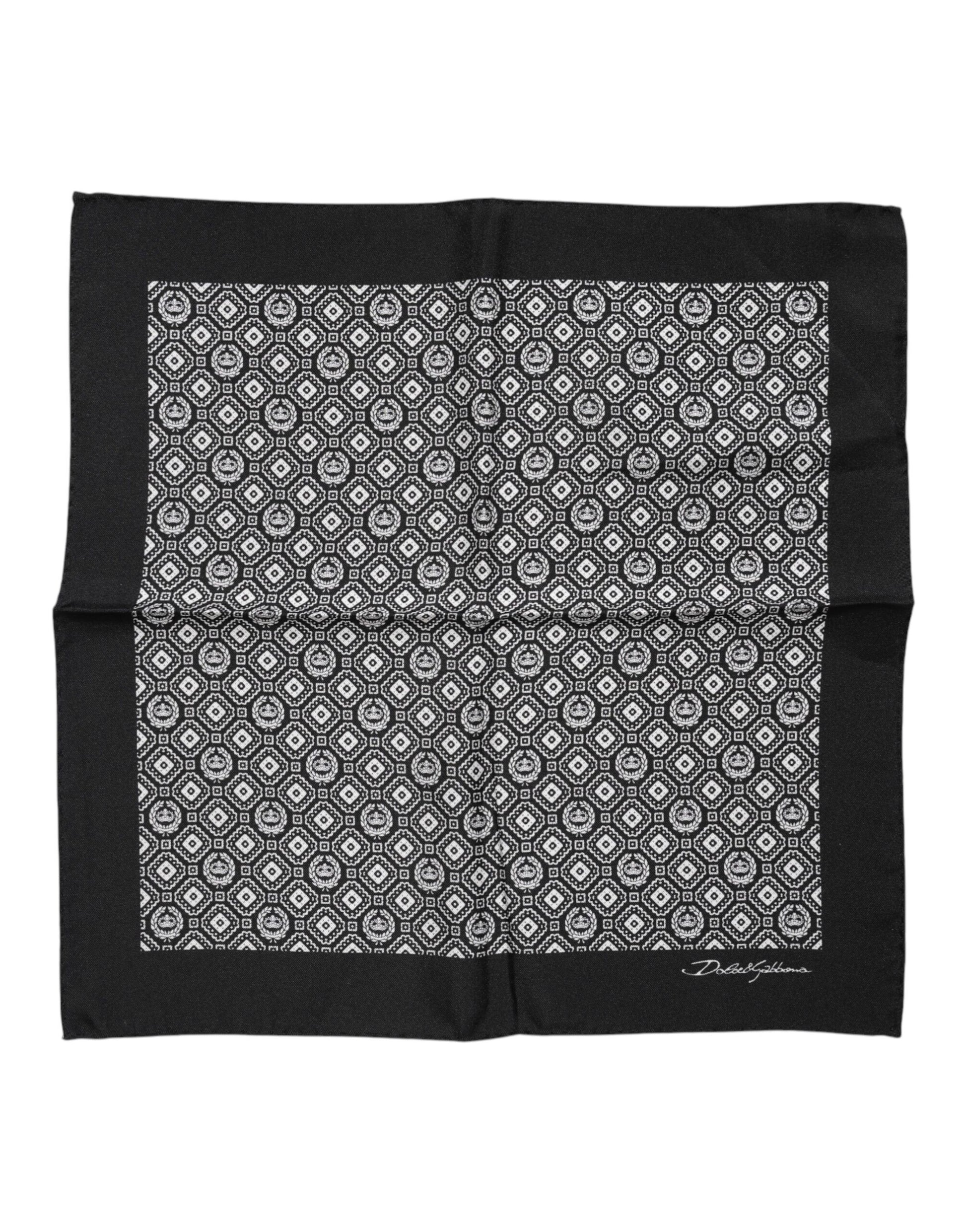 Dolce & Gabbana Black White Patterned Square Foulard Scarf Dolce & Gabbana