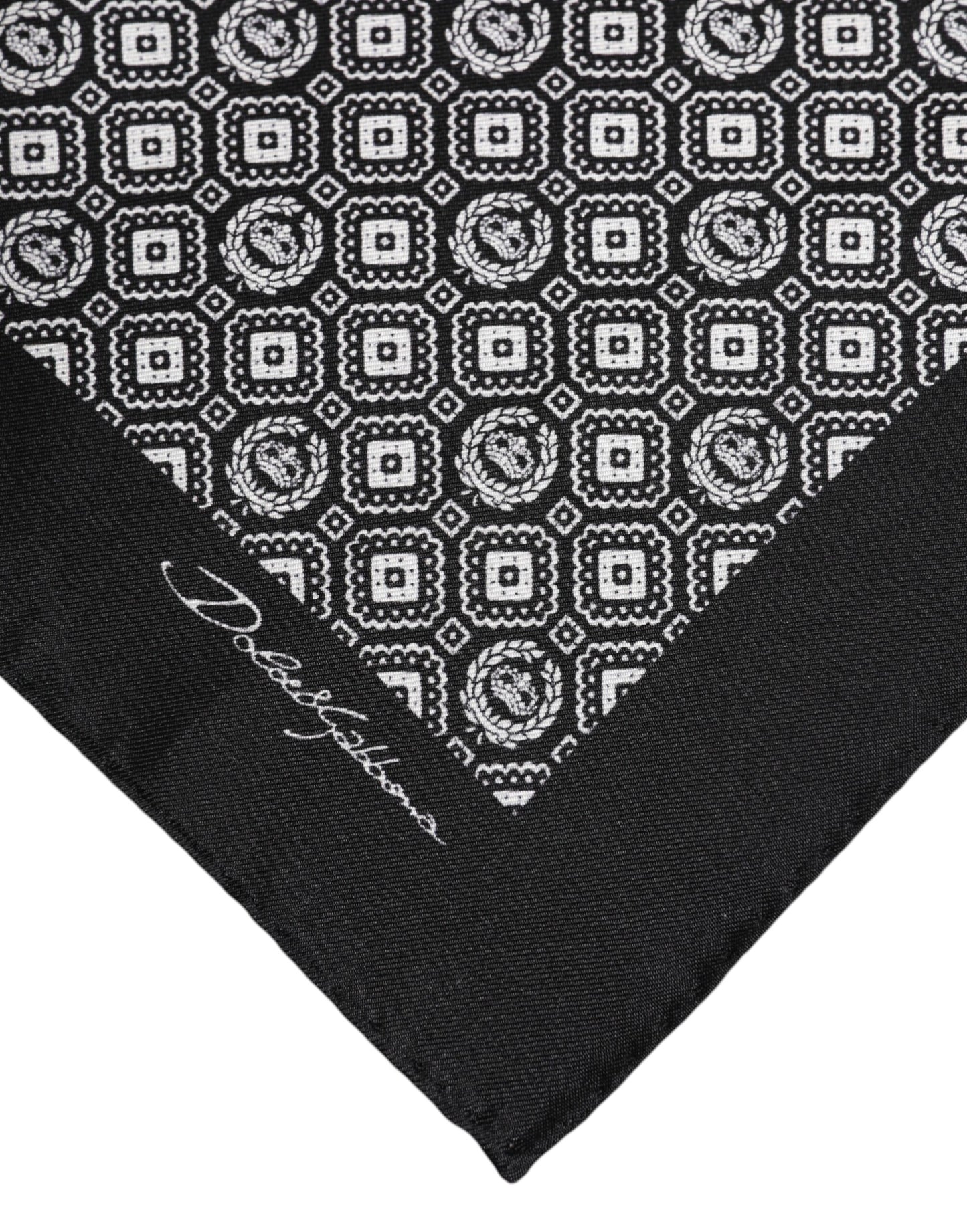 Dolce & Gabbana Black White Patterned Square Foulard Scarf Dolce & Gabbana