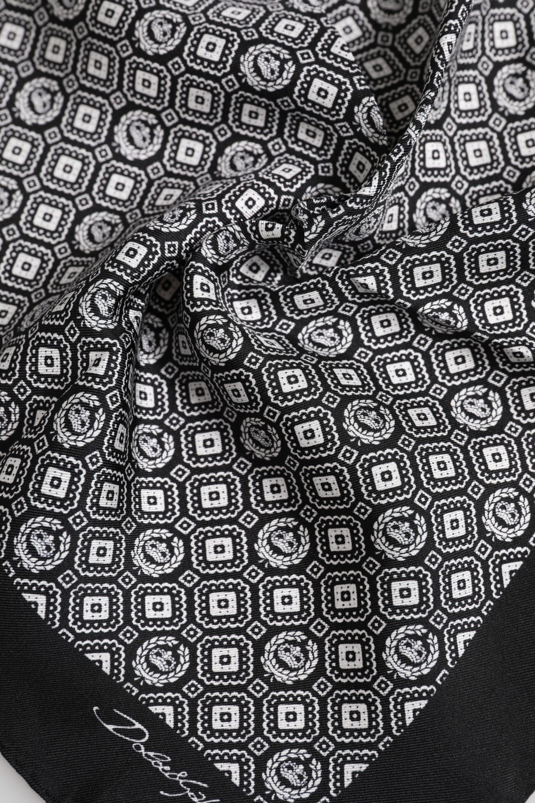 Dolce & Gabbana Black White Patterned Square Foulard Scarf Dolce & Gabbana