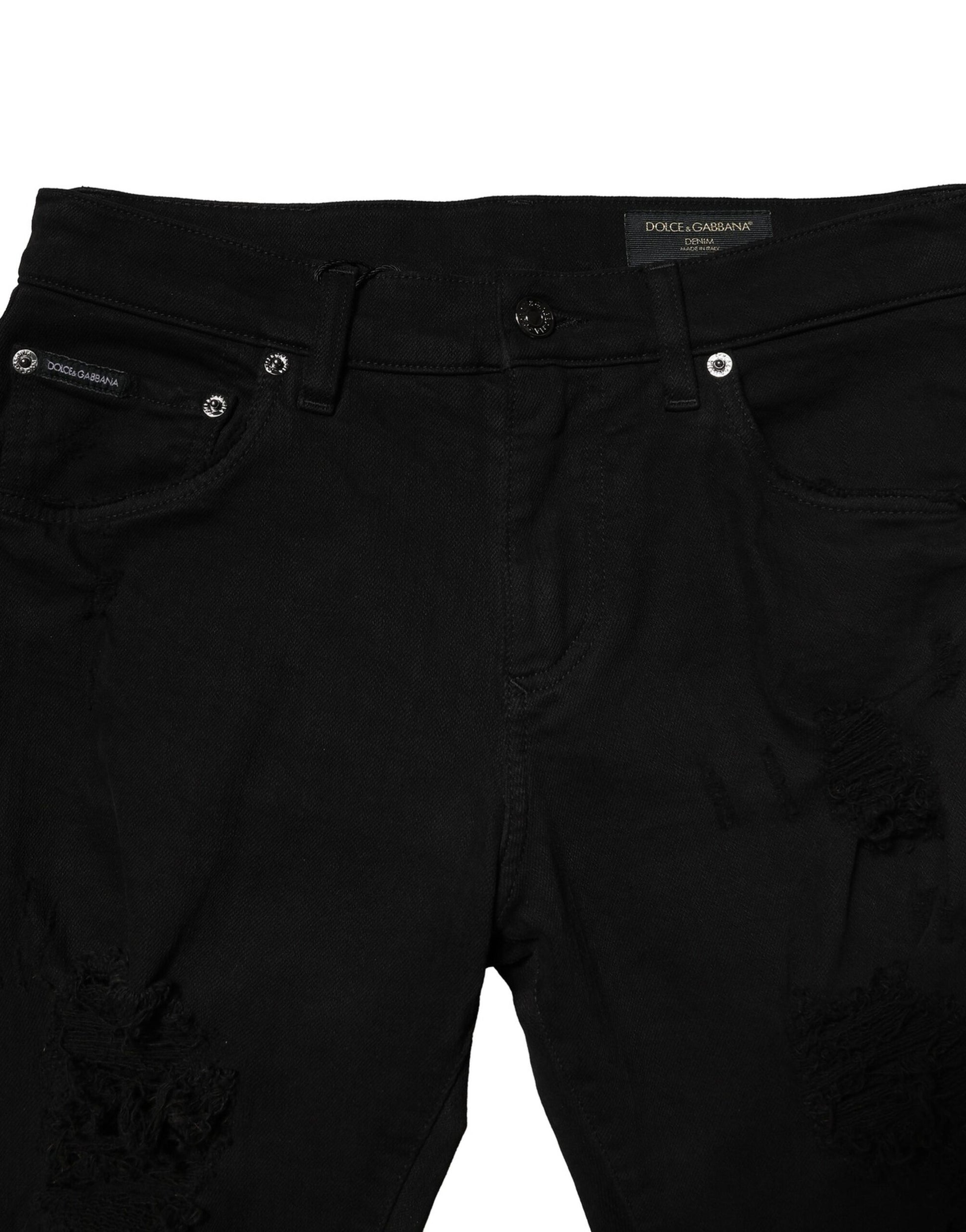 Dolce & Gabbana Black Cotton Logo Plaque Slim Denim Jeans Dolce & Gabbana
