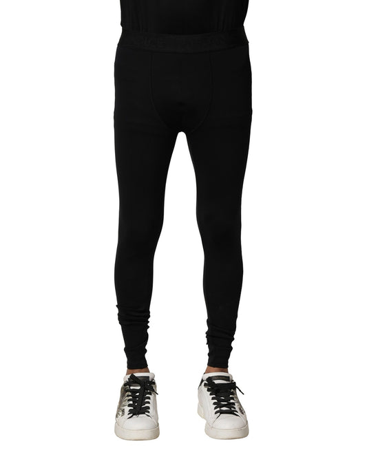 Dolce & Gabbana Black Nylon Elastic Logo Men Leggings Pants Dolce & Gabbana
