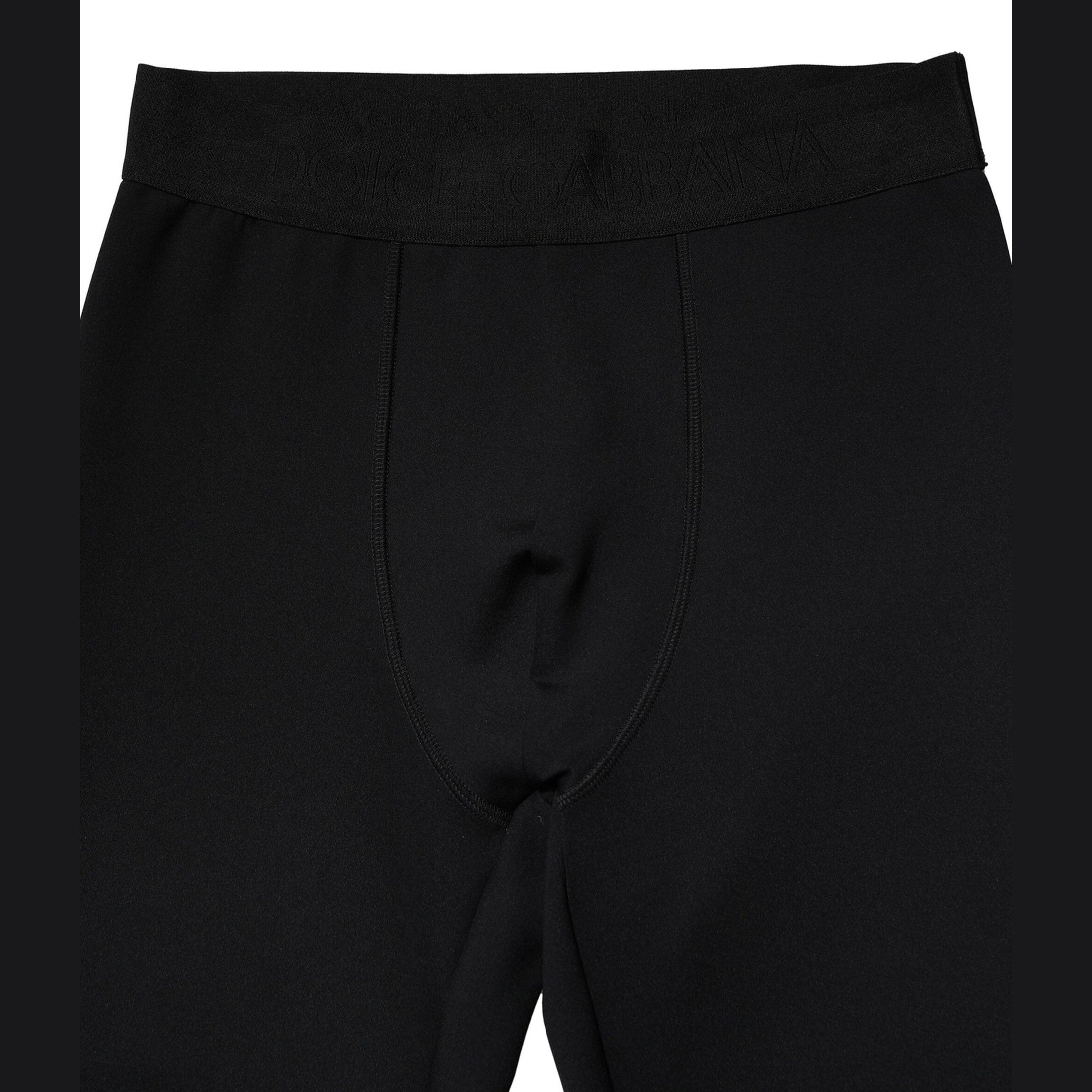 Dolce & Gabbana Black Nylon Elastic Logo Men Leggings Pants