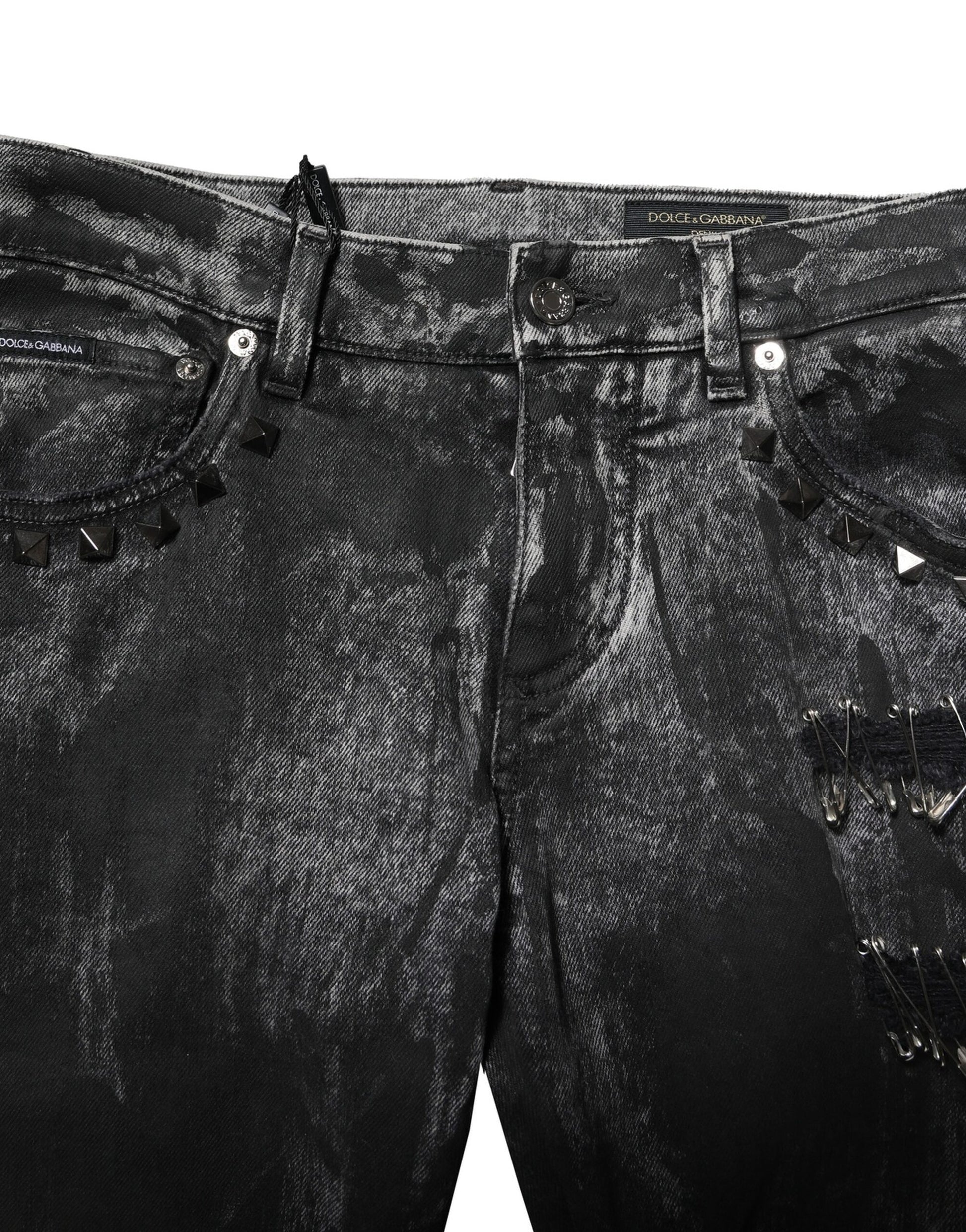 Dolce & Gabbana Black Washed Embellished Skinny Denim Jeans Dolce & Gabbana