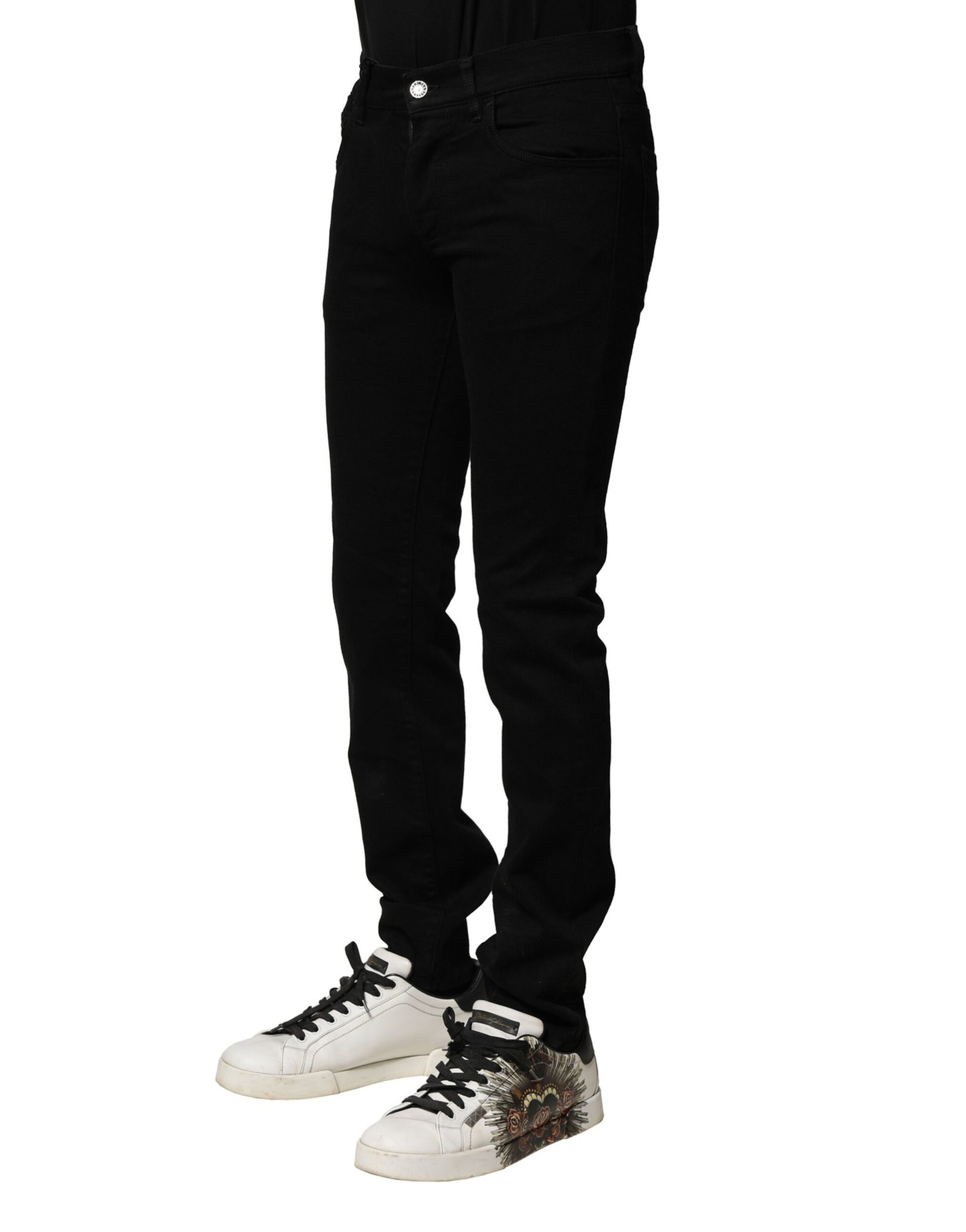 Dolce & Gabbana Black Cotton Stretch Skinny Men Denim Jeans Dolce & Gabbana