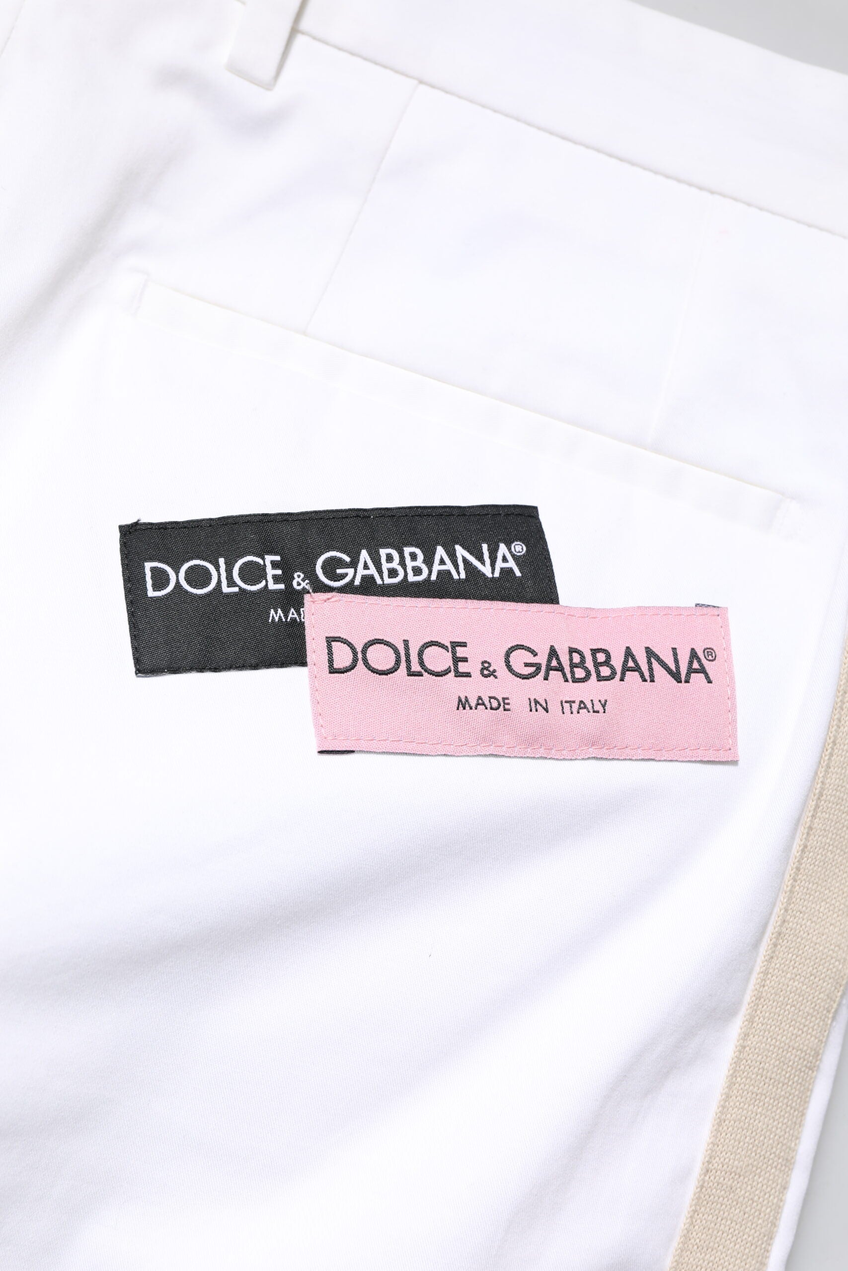 Dolce & Gabbana White Cotton Straight Logo Men Pants Dolce & Gabbana