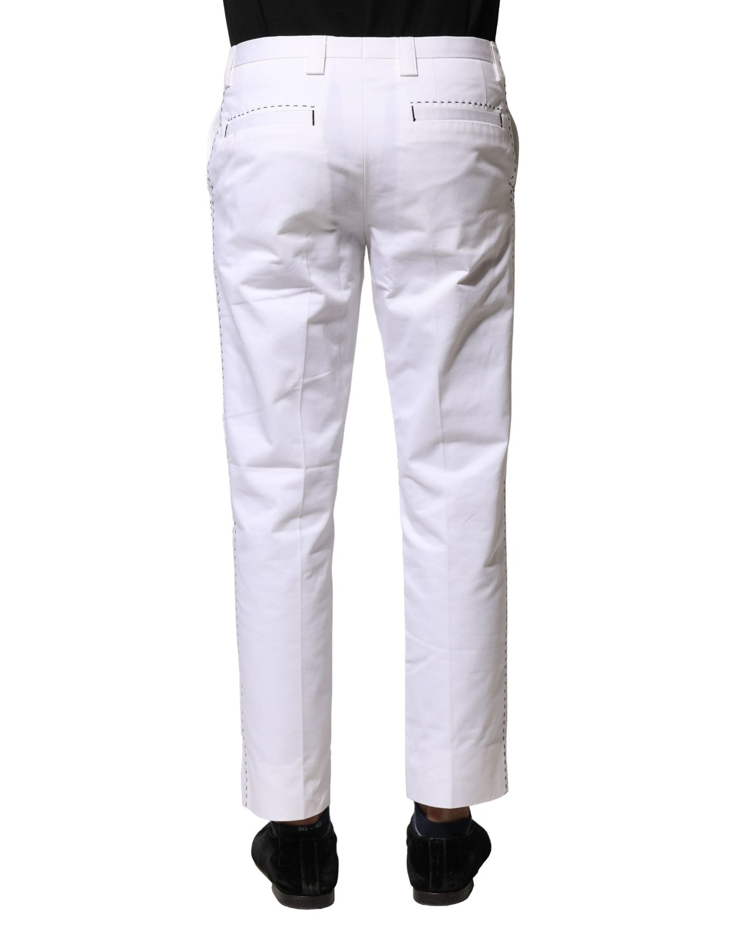 Dolce & Gabbana White Cotton Straight Logo Men Pants Dolce & Gabbana
