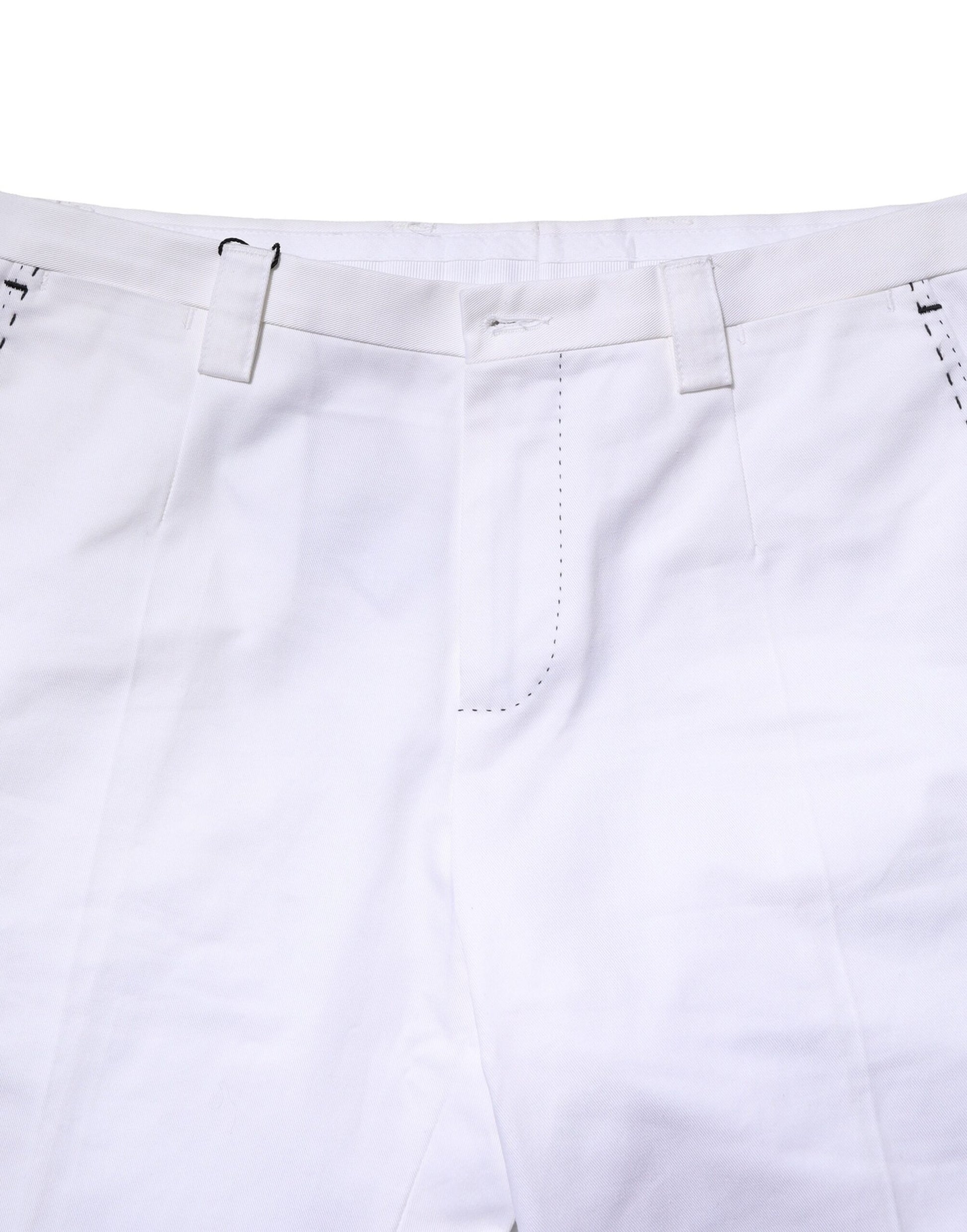 Dolce & Gabbana White Cotton Straight Logo Men Pants Dolce & Gabbana