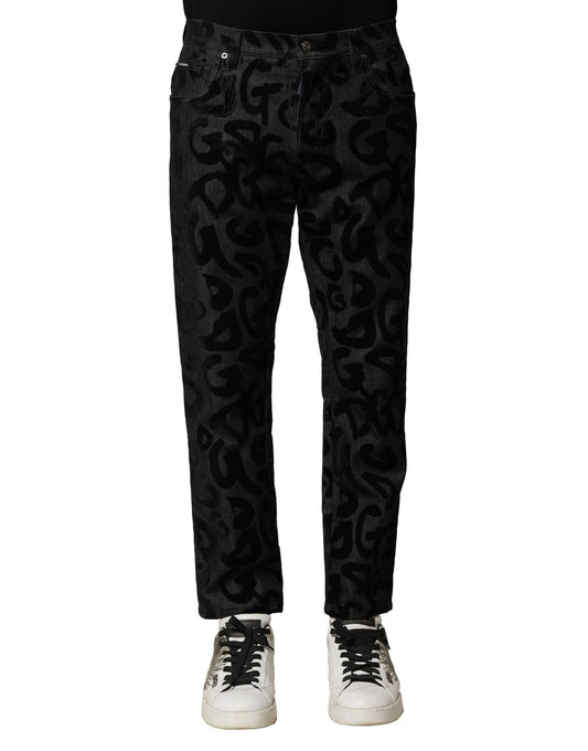 Dolce & Gabbana Gray Cotton DG Logo Straight Men Denim Jeans Dolce & Gabbana