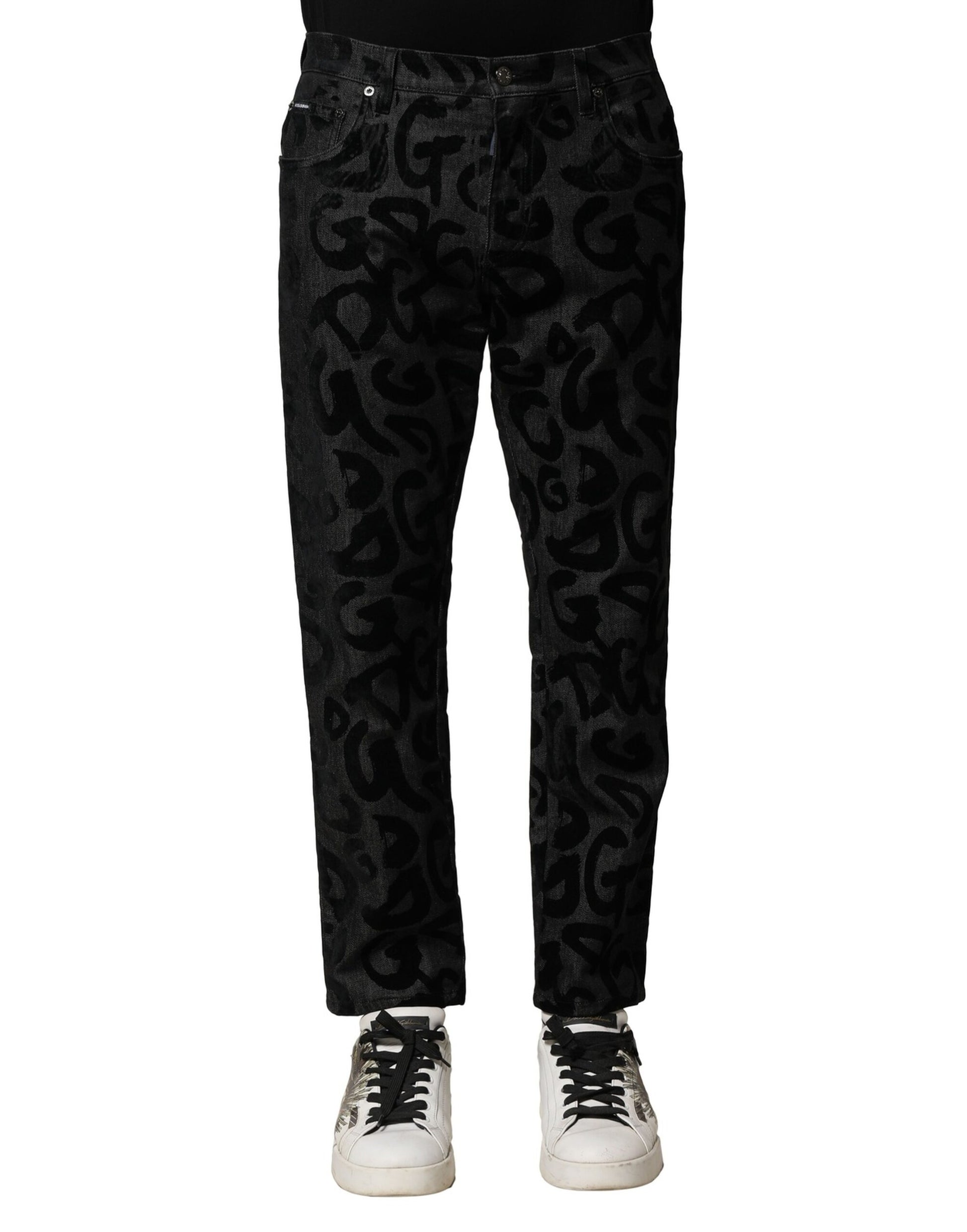 Dolce & Gabbana Gray Cotton DG Logo Straight Men Denim Jeans Dolce & Gabbana