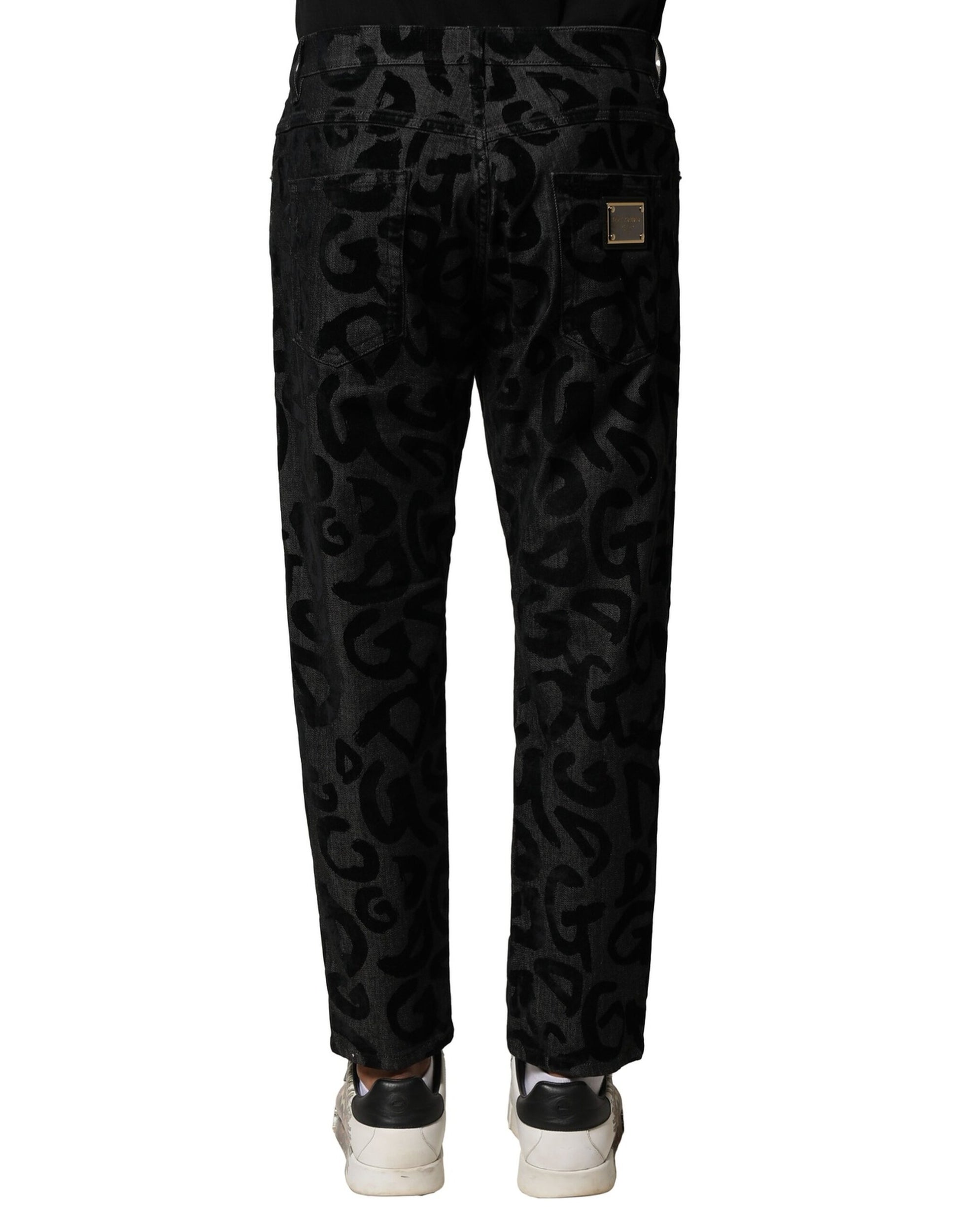 Dolce & Gabbana Gray Cotton DG Logo Straight Men Denim Jeans Dolce & Gabbana