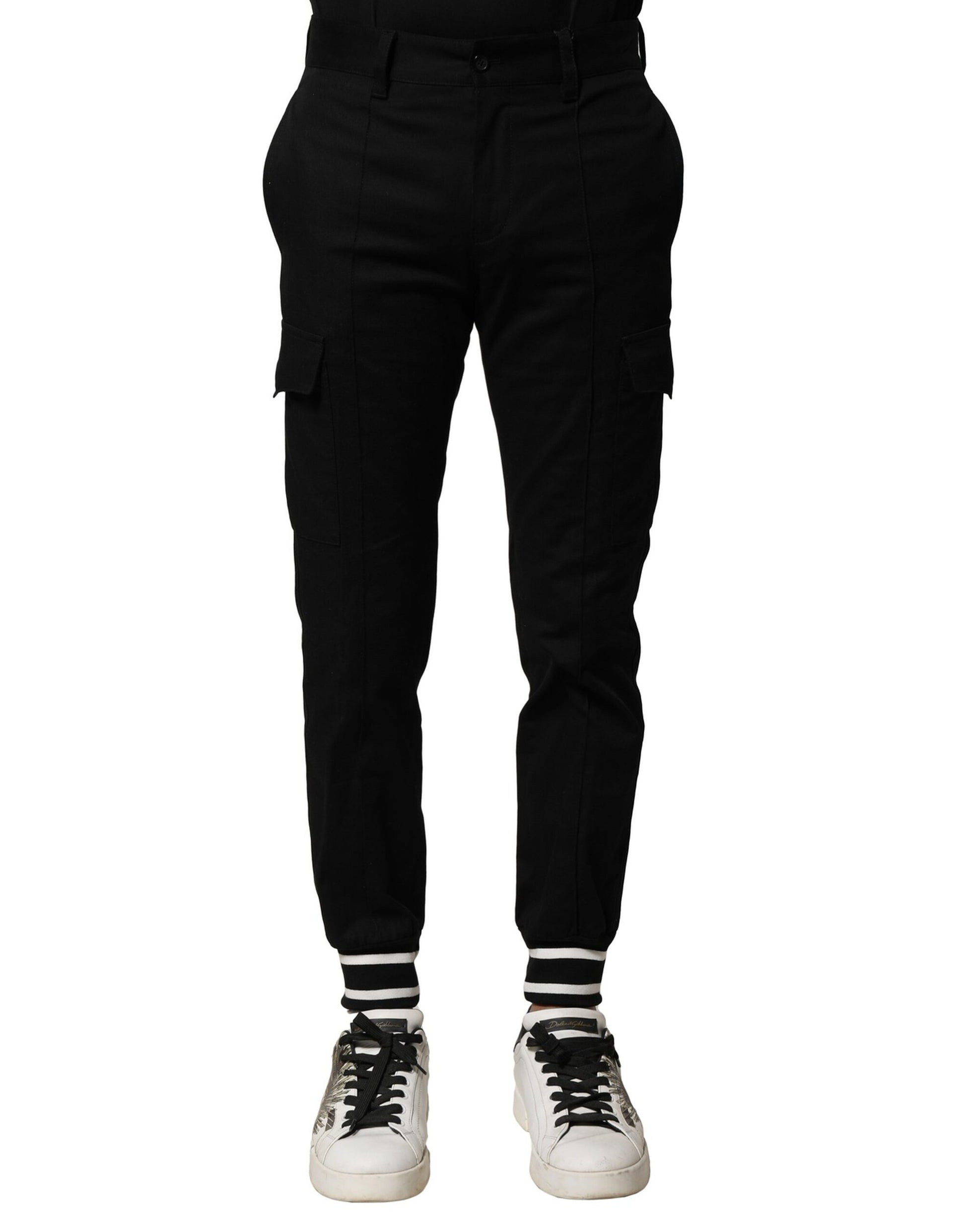 Dolce & Gabbana Black Cotton Cargo Joggers Men Pants Dolce & Gabbana