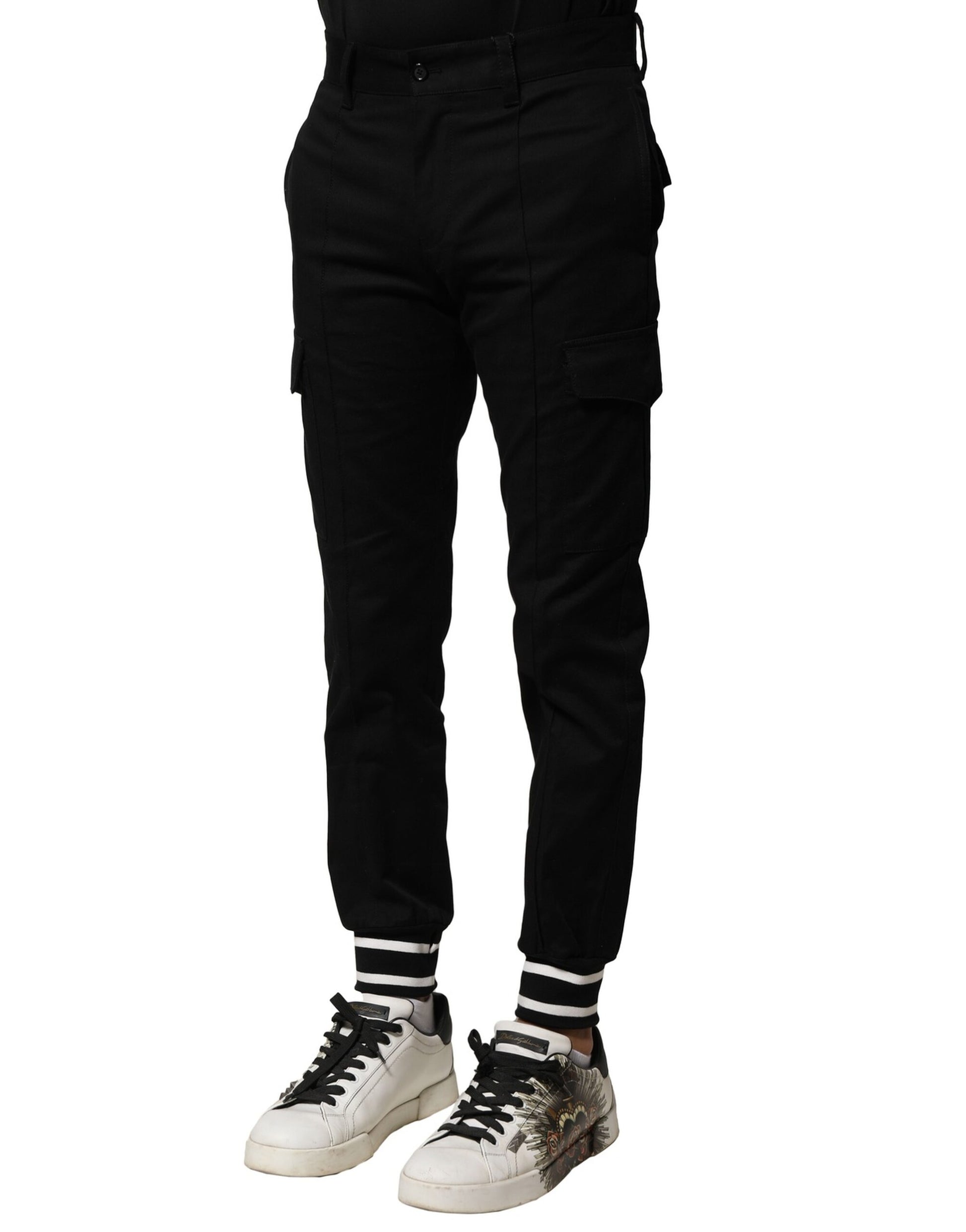Dolce & Gabbana Black Cotton Cargo Joggers Men Pants Dolce & Gabbana