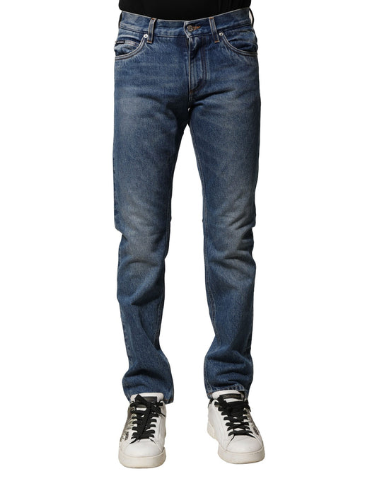 Dolce & Gabbana Blue Cotton Stretch Slim Fit Men Denim Jeans Dolce & Gabbana