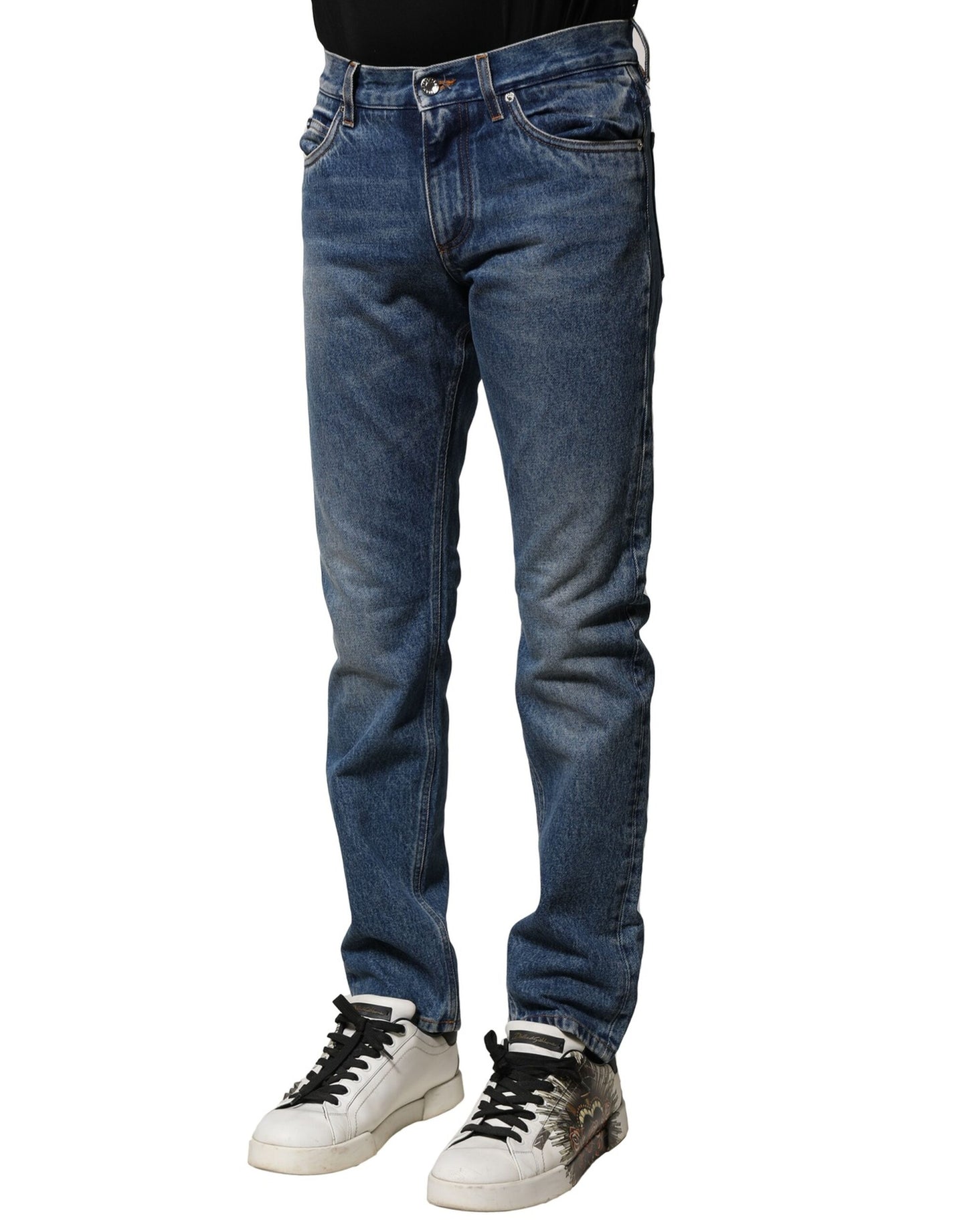 Dolce & Gabbana Blue Cotton Stretch Slim Fit Men Denim Jeans Dolce & Gabbana