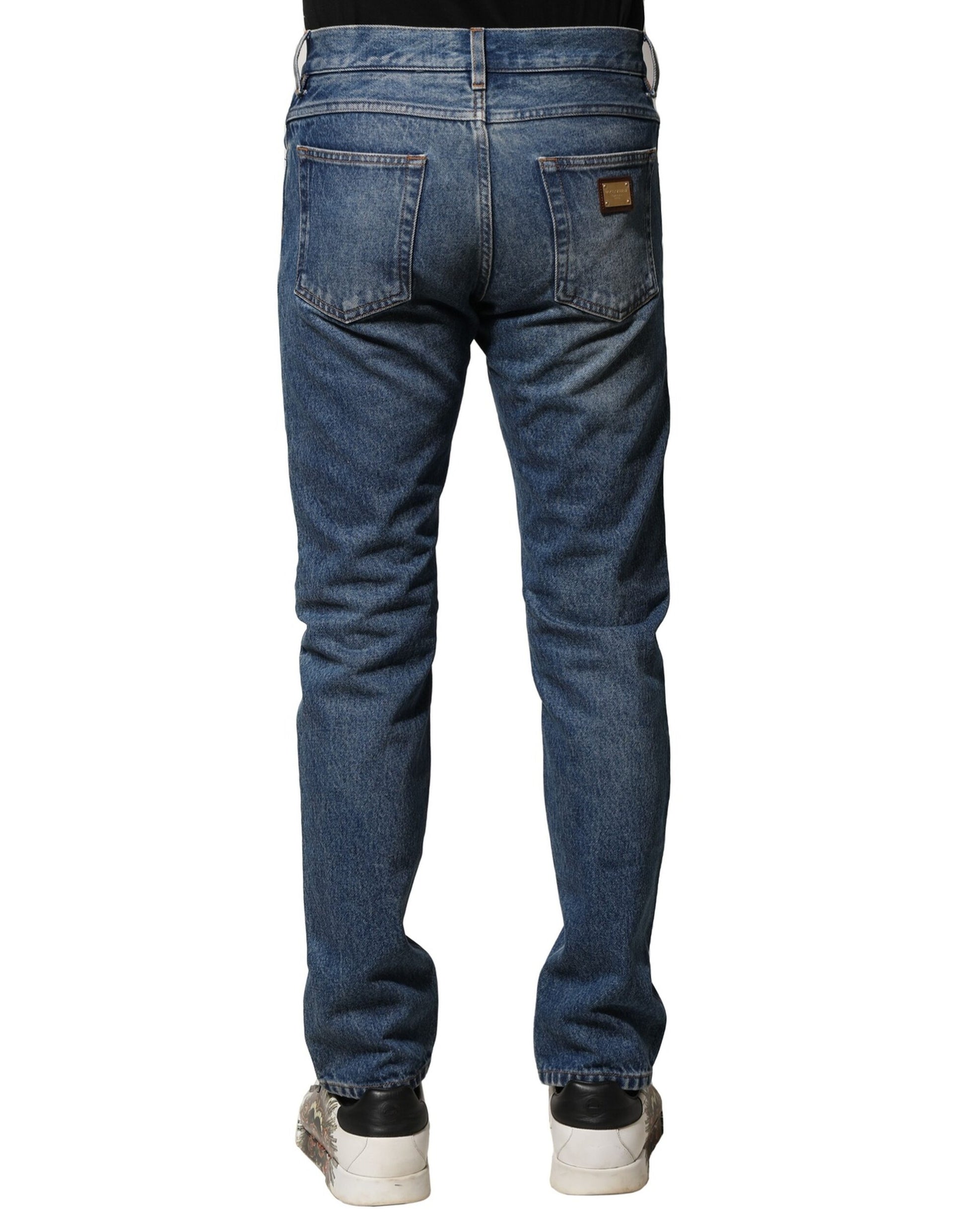 Dolce & Gabbana Blue Cotton Stretch Slim Fit Men Denim Jeans Dolce & Gabbana
