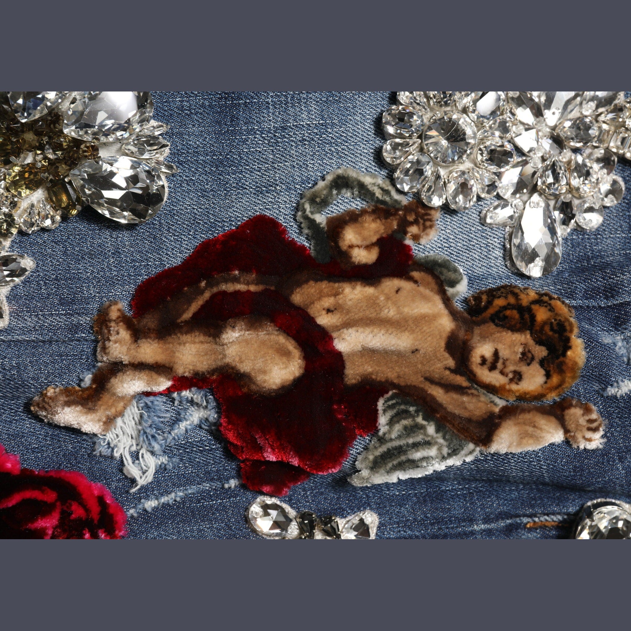 Dolce & Gabbana Blue Cotton Rhinestone Embellish Denim Jeans